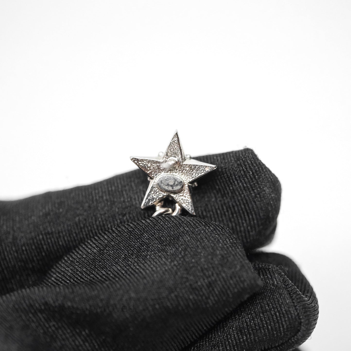Chanel Crystal Pearl CC Star Drop Earrings Silver 20P