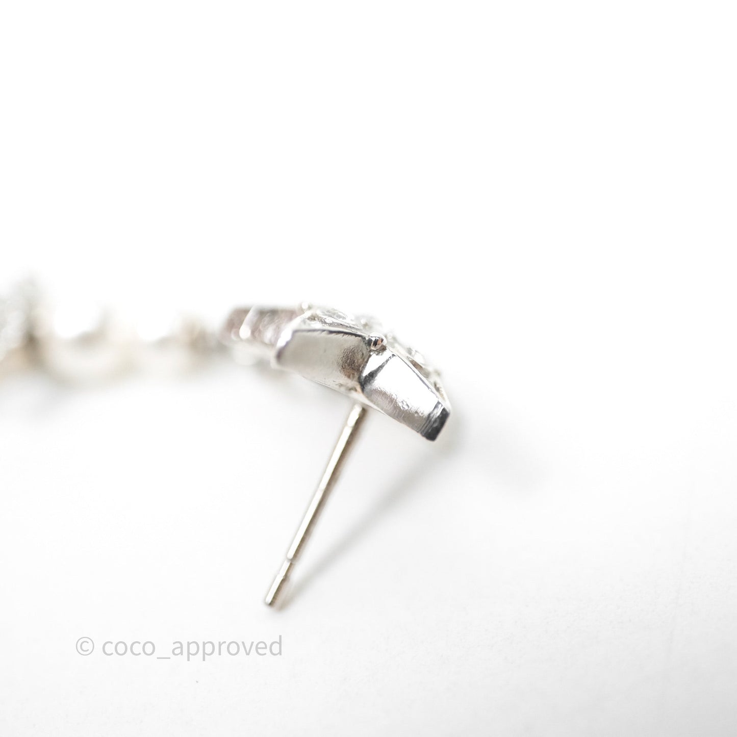 Chanel Crystal Pearl CC Star Drop Earrings Silver 20P