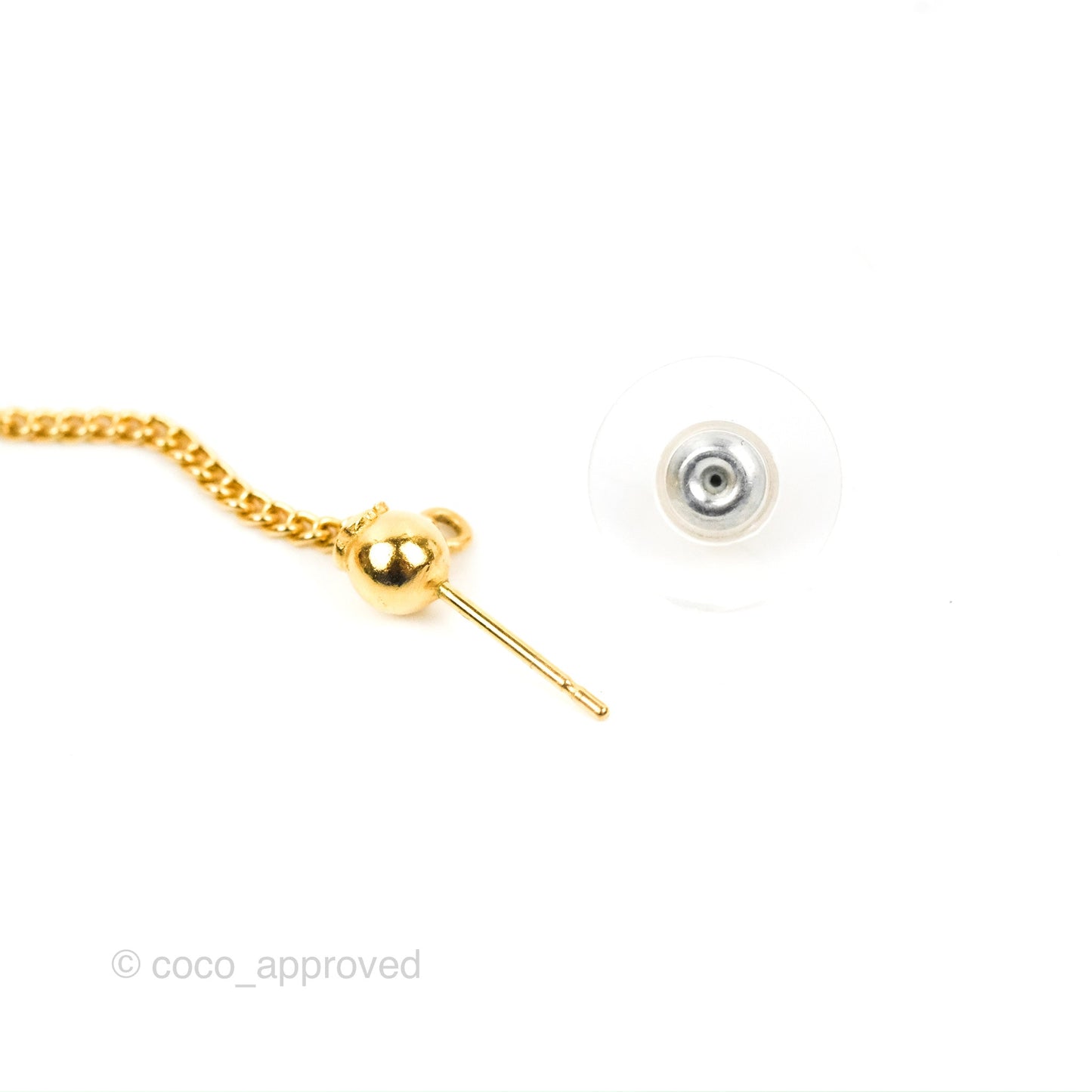 Chanel Large CC Drop Earrings Gold Tone 14P