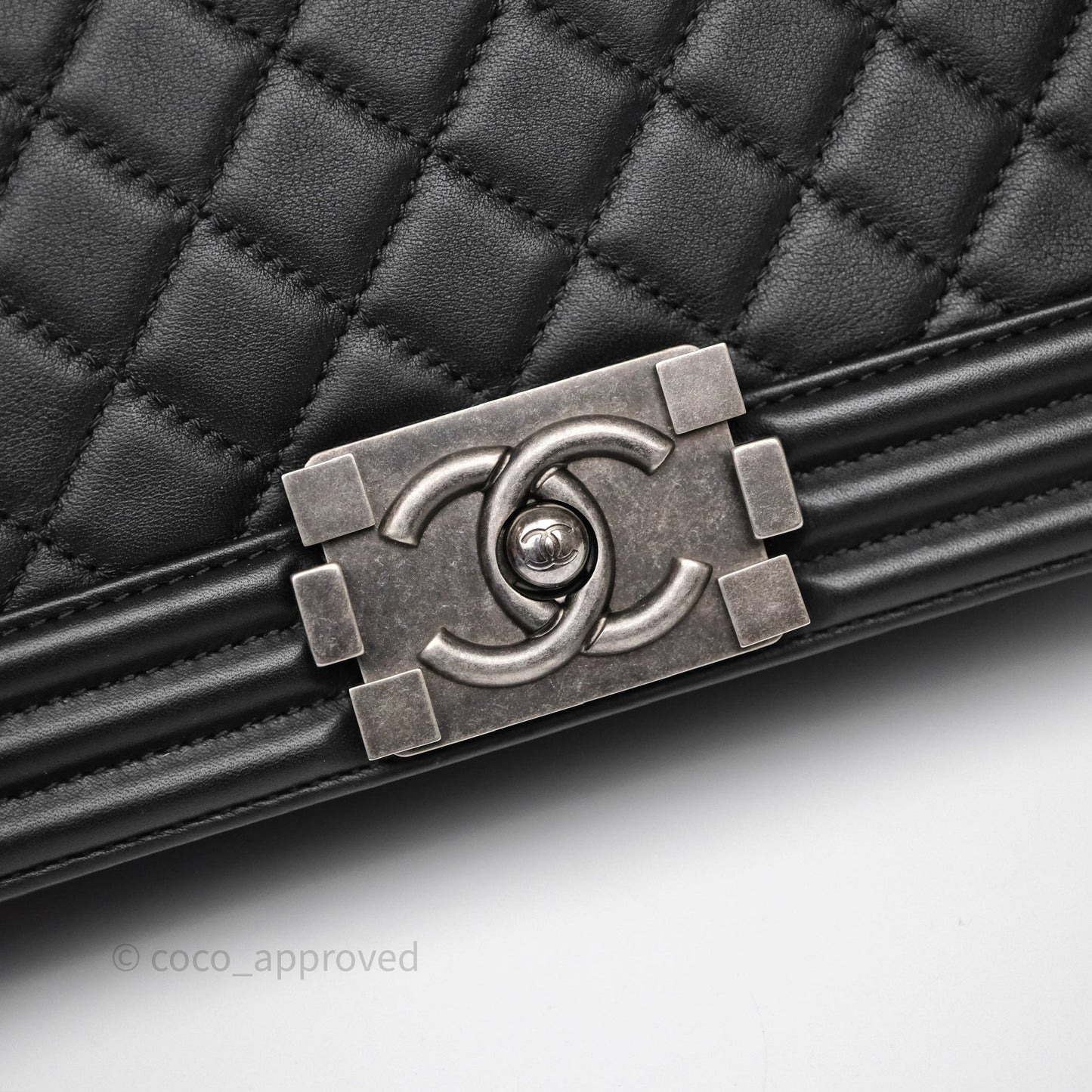 Chanel Quilted Medium Boy Black Calfskin Ruthenium Hardware