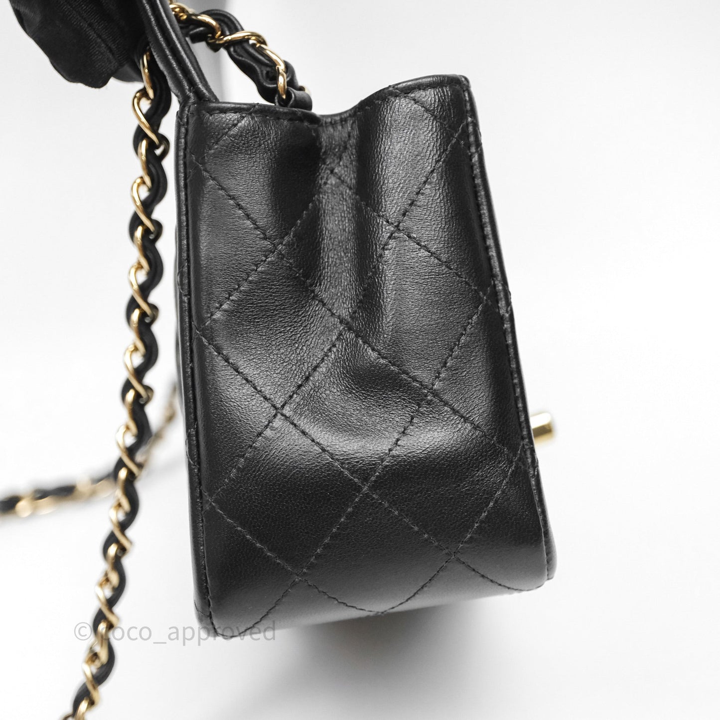 Chanel Mini Square Black Lambskin Gold Hardware