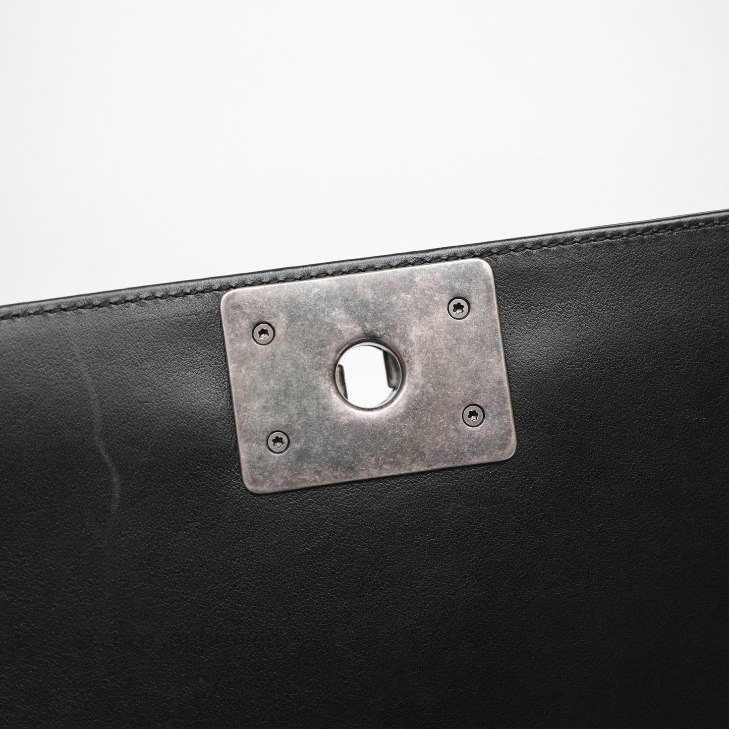 Chanel Quilted Medium Boy Black Calfskin Ruthenium Hardware
