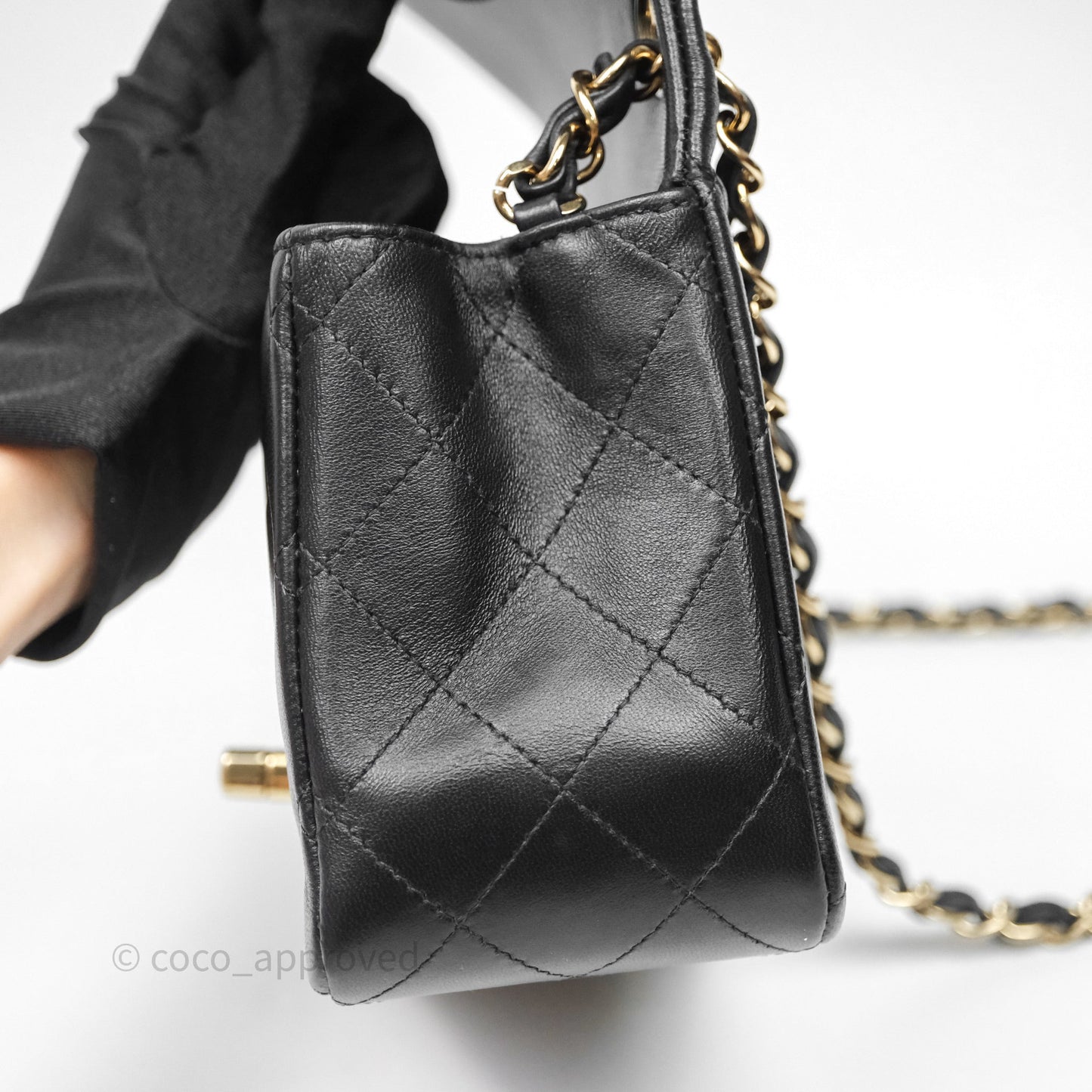 Chanel Mini Square Black Lambskin Gold Hardware