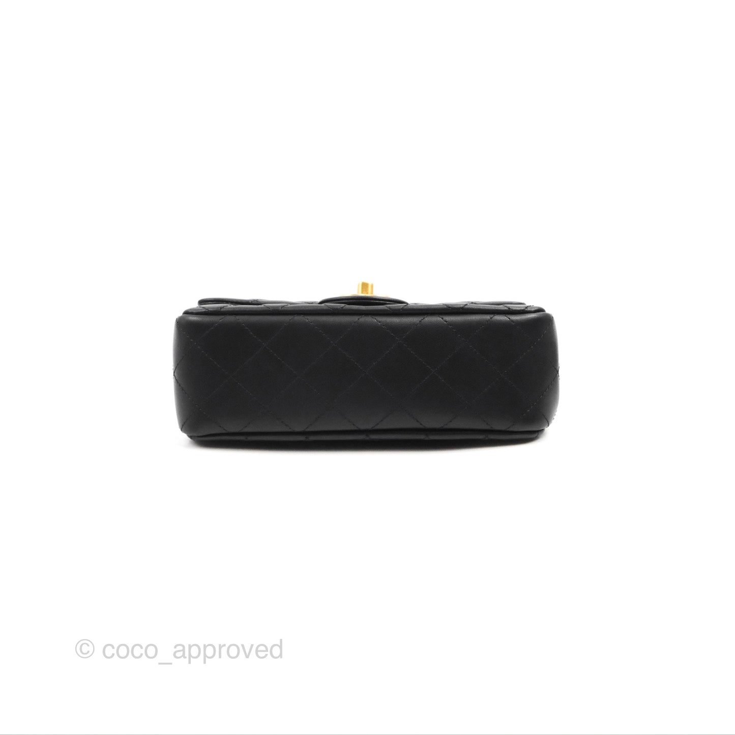 Chanel Mini Rectangular Flap with Camellia Adjustable Chain Black Lambskin Aged Gold Hardware 23S
