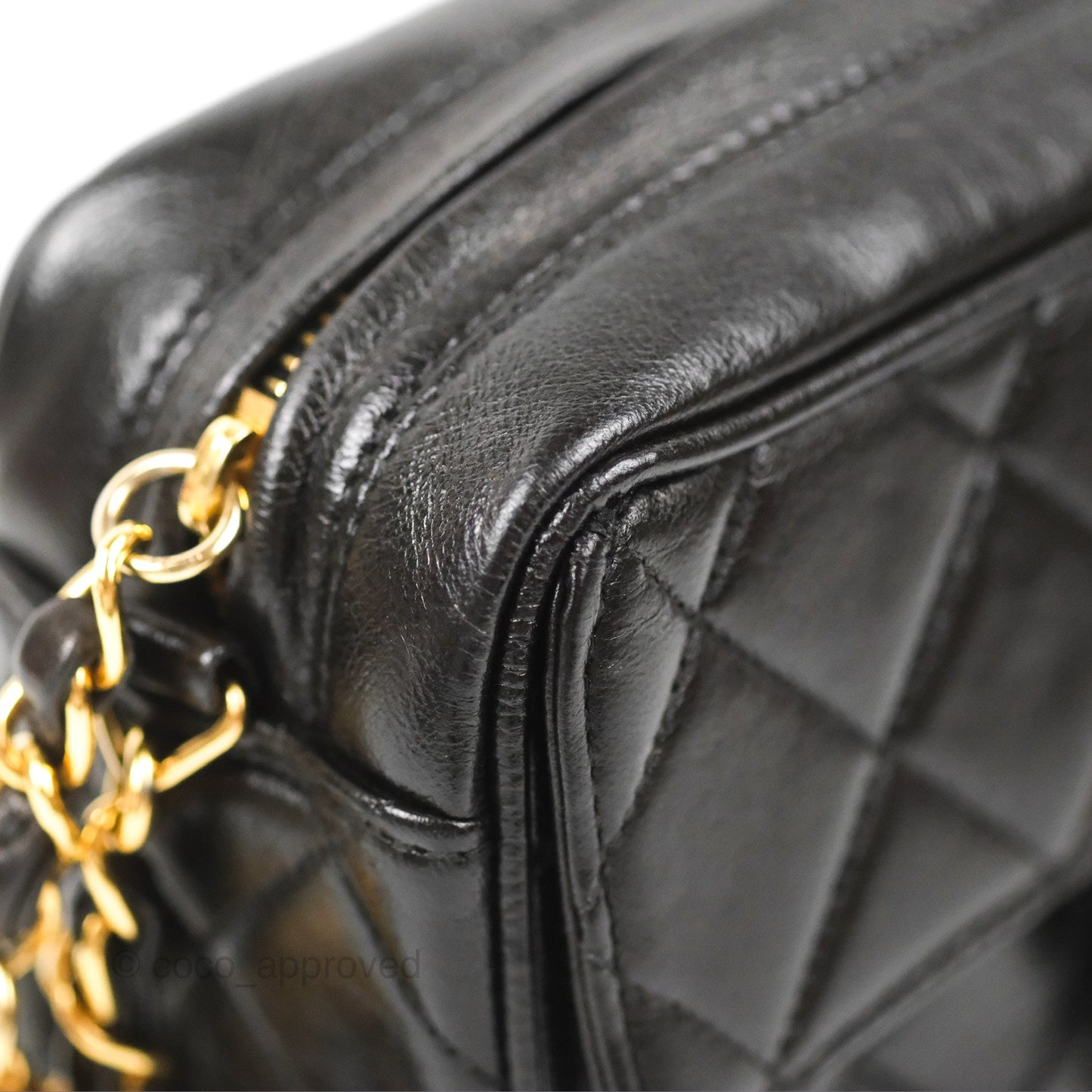 Chanel Vintage Tassel Charm Camera Bag Black Lambskin Gold Hardware