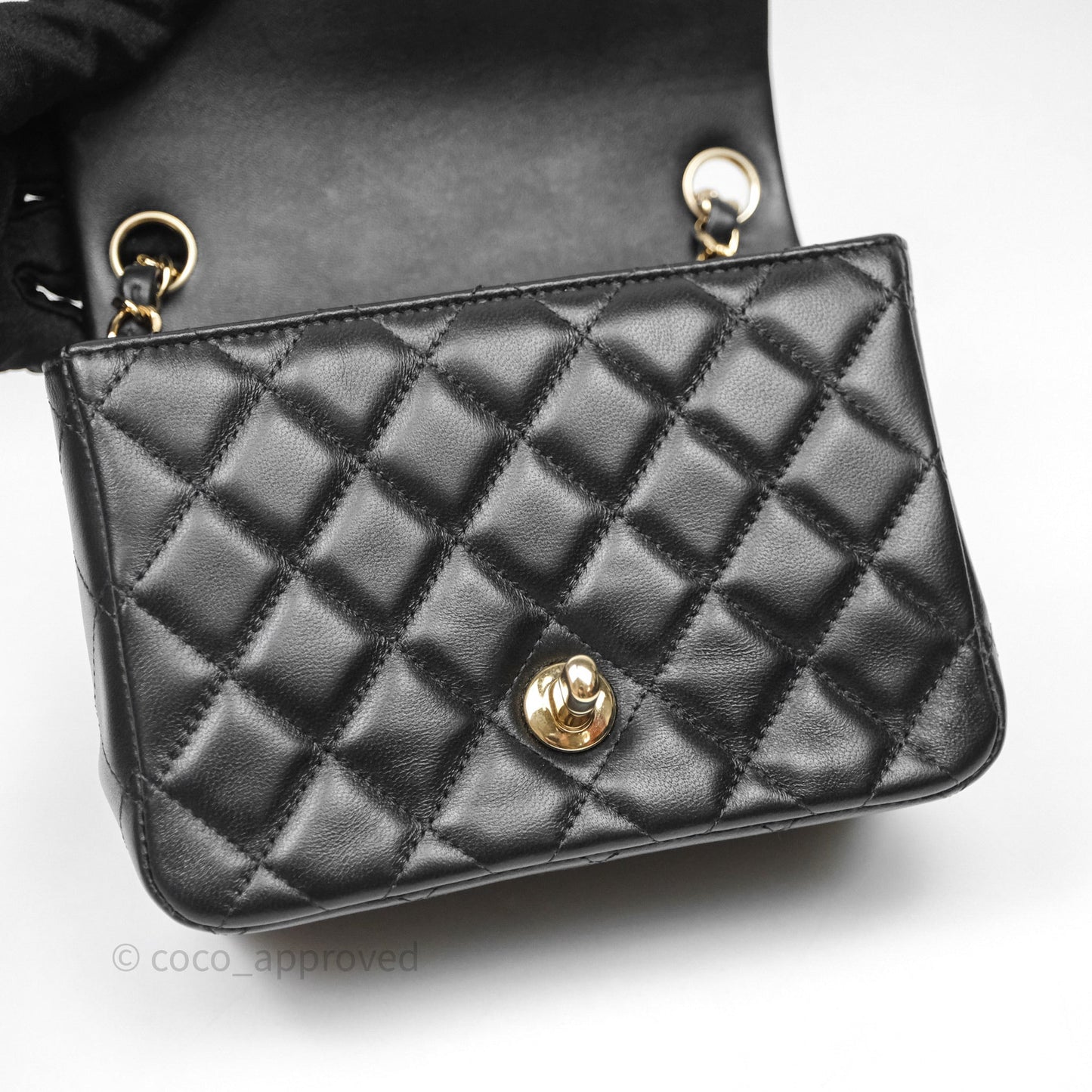 Chanel Mini Square Black Lambskin Gold Hardware