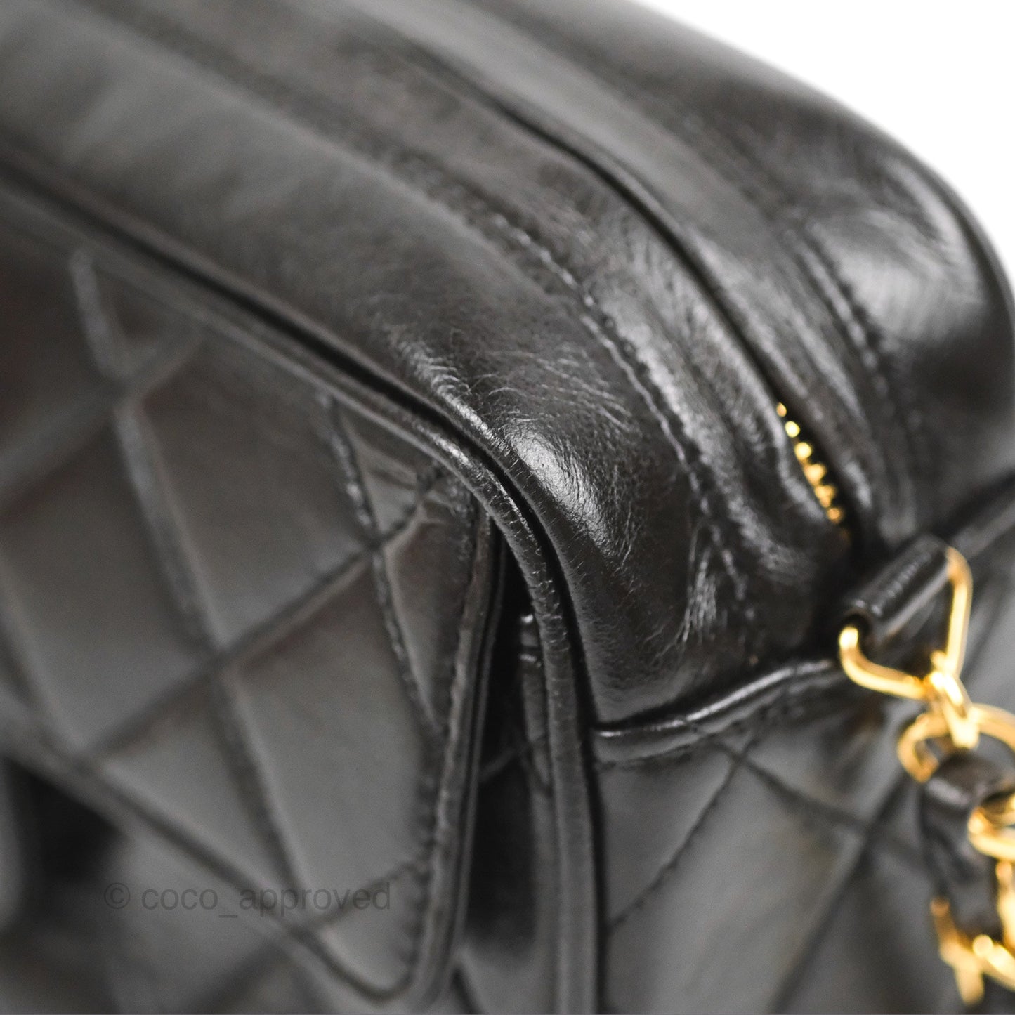 Chanel Vintage Tassel Charm Camera Bag Black Lambskin Gold Hardware