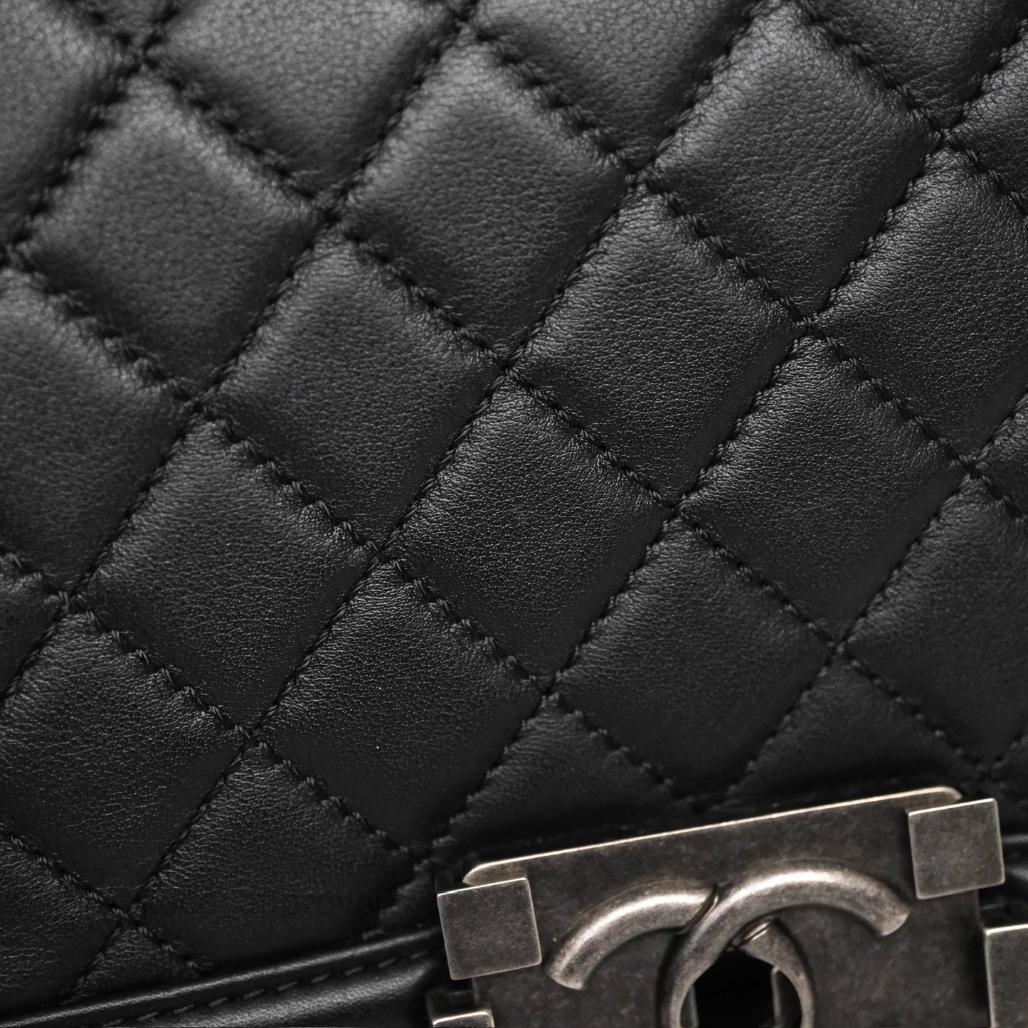Chanel Quilted Medium Boy Black Calfskin Ruthenium Hardware
