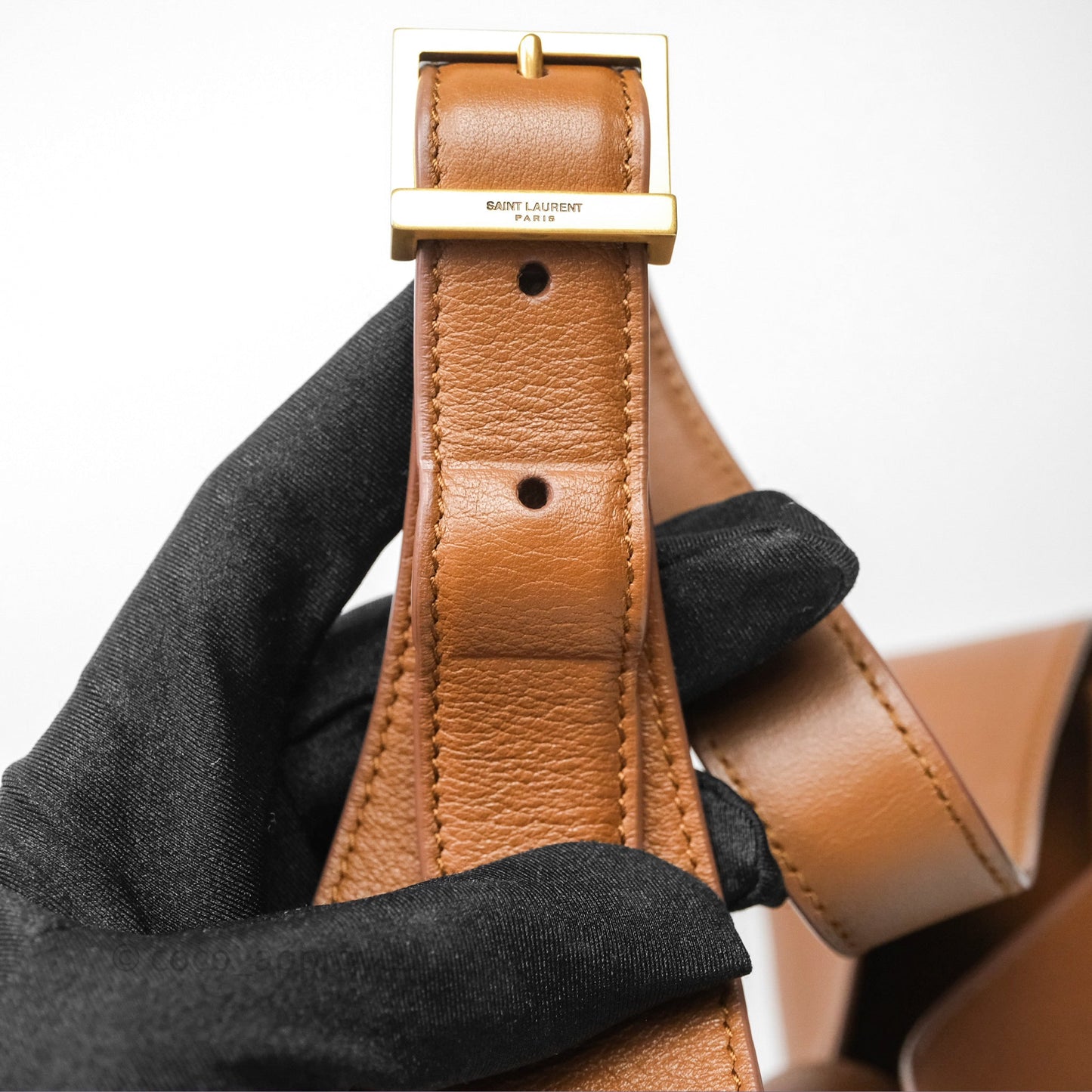 Saint Laurent LE 5 à 7 Supple Small Brown Grained Leather Gold Hardware