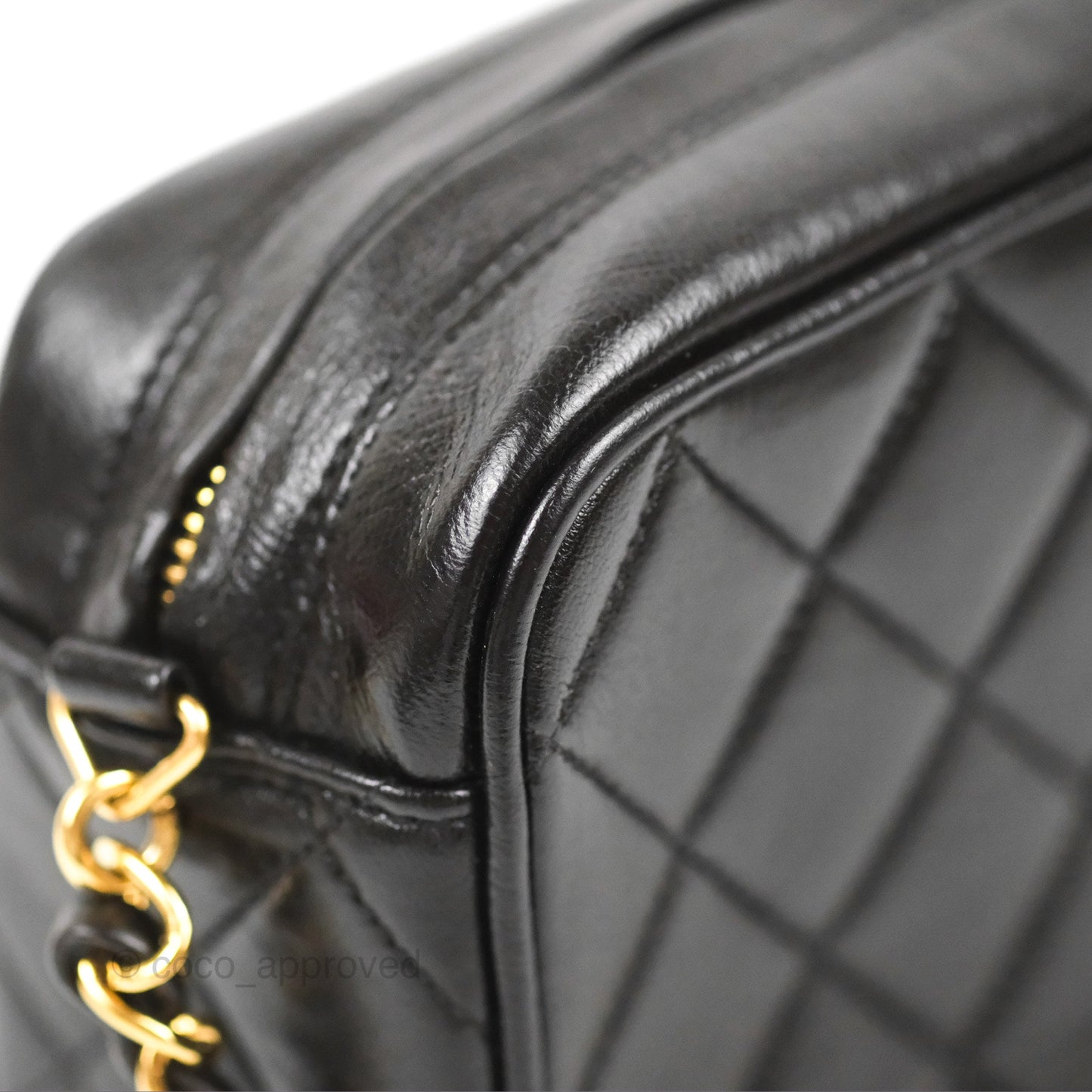 Chanel Vintage Tassel Charm Camera Bag Black Lambskin Gold Hardware