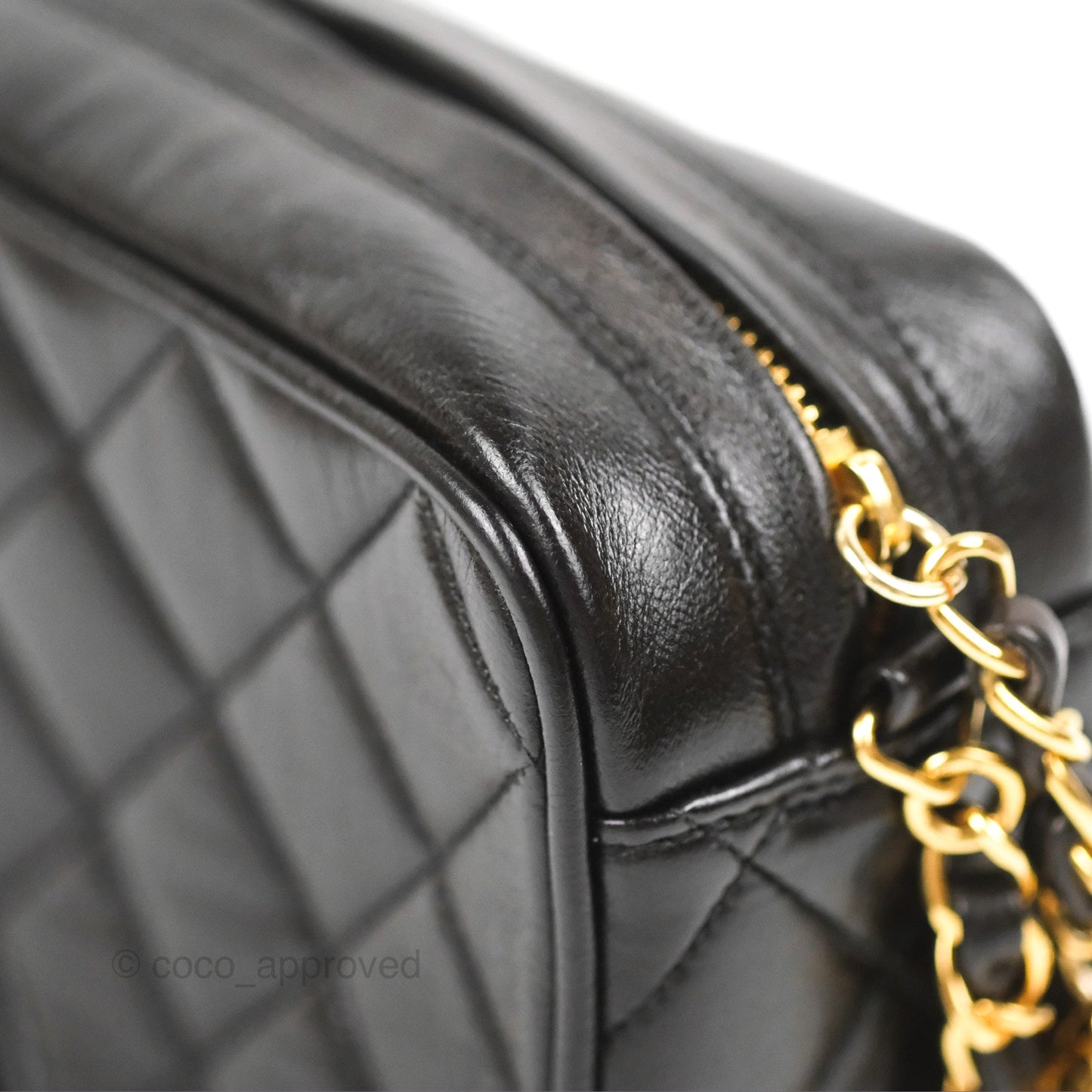 Chanel Vintage Tassel Charm Camera Bag Black Lambskin Gold Hardware