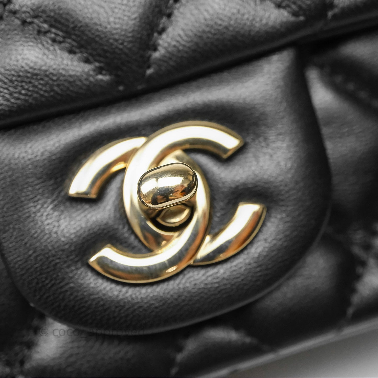 Chanel Mini Square Black Lambskin Gold Hardware