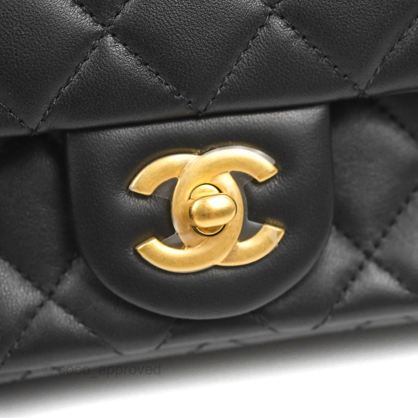 Chanel Mini Rectangular Flap with Camellia Adjustable Chain Black Lambskin Aged Gold Hardware 23S