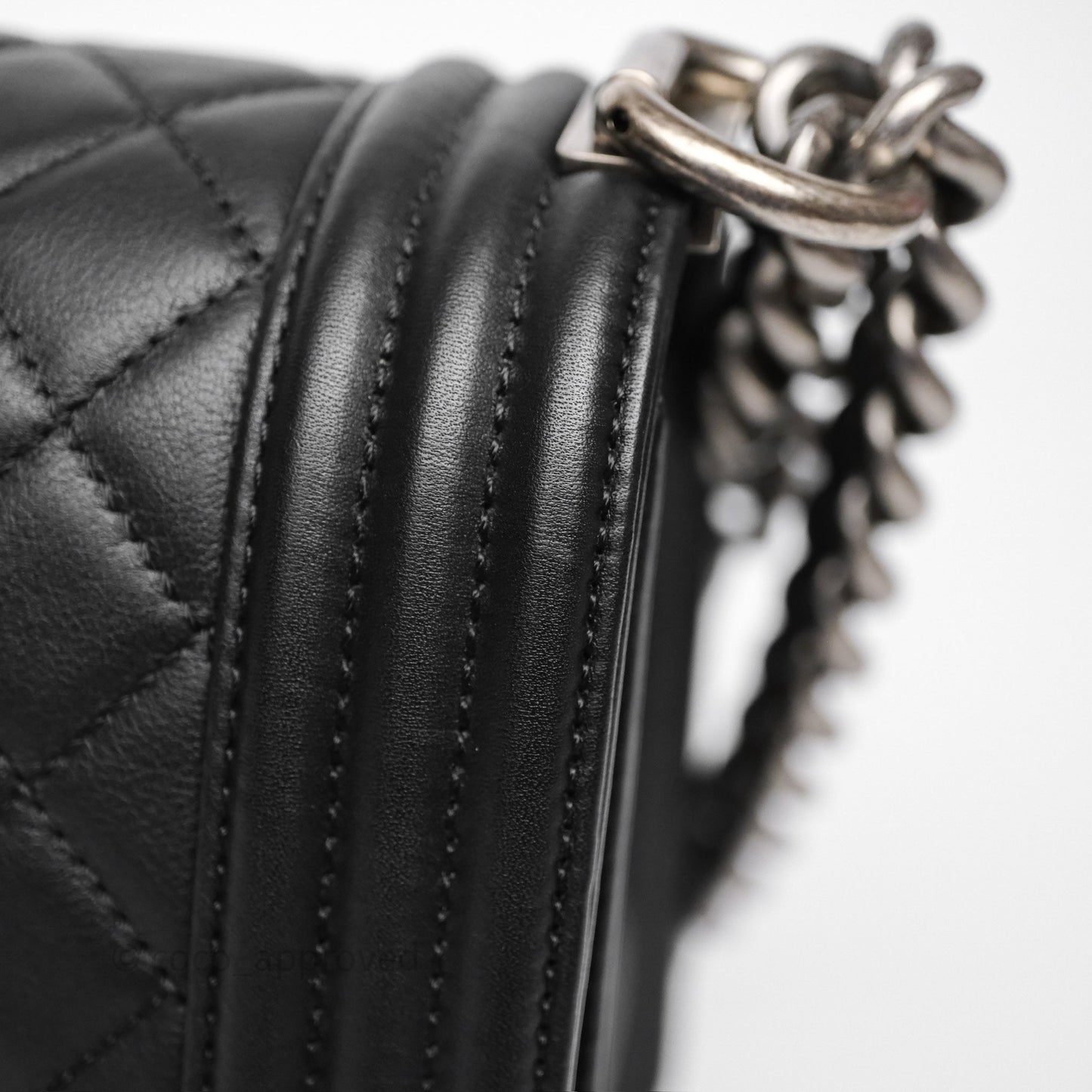 Chanel Quilted Medium Boy Black Calfskin Ruthenium Hardware