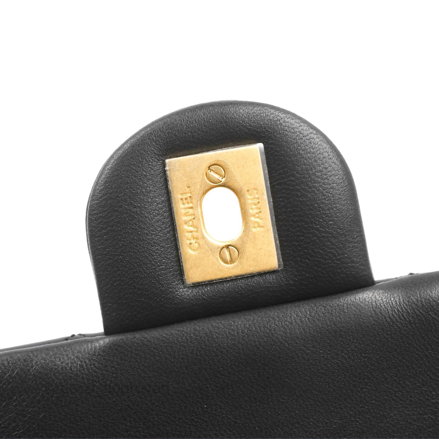 Chanel Mini Rectangular Flap with Camellia Adjustable Chain Black Lambskin Aged Gold Hardware 23S
