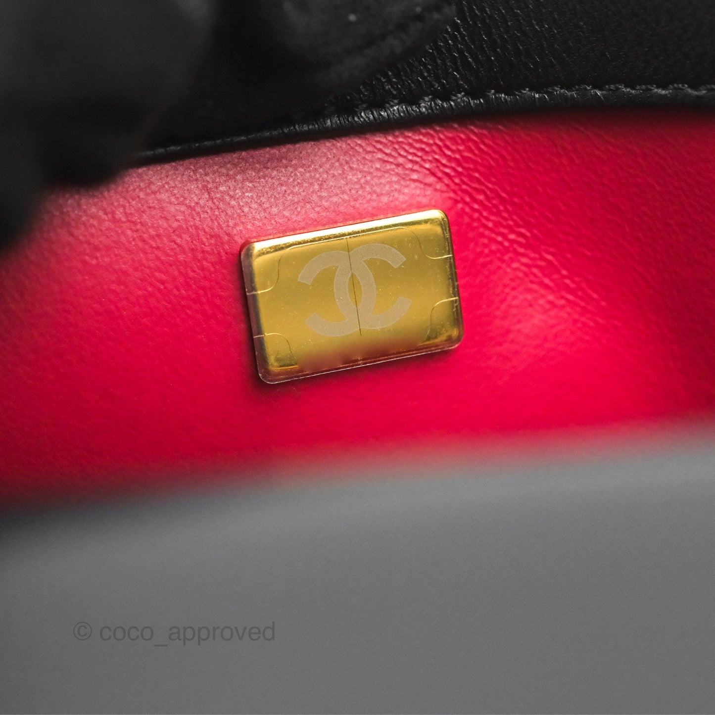 Chanel Mini Rectangular Flap with Camellia Adjustable Chain Black Lambskin Aged Gold Hardware 23S