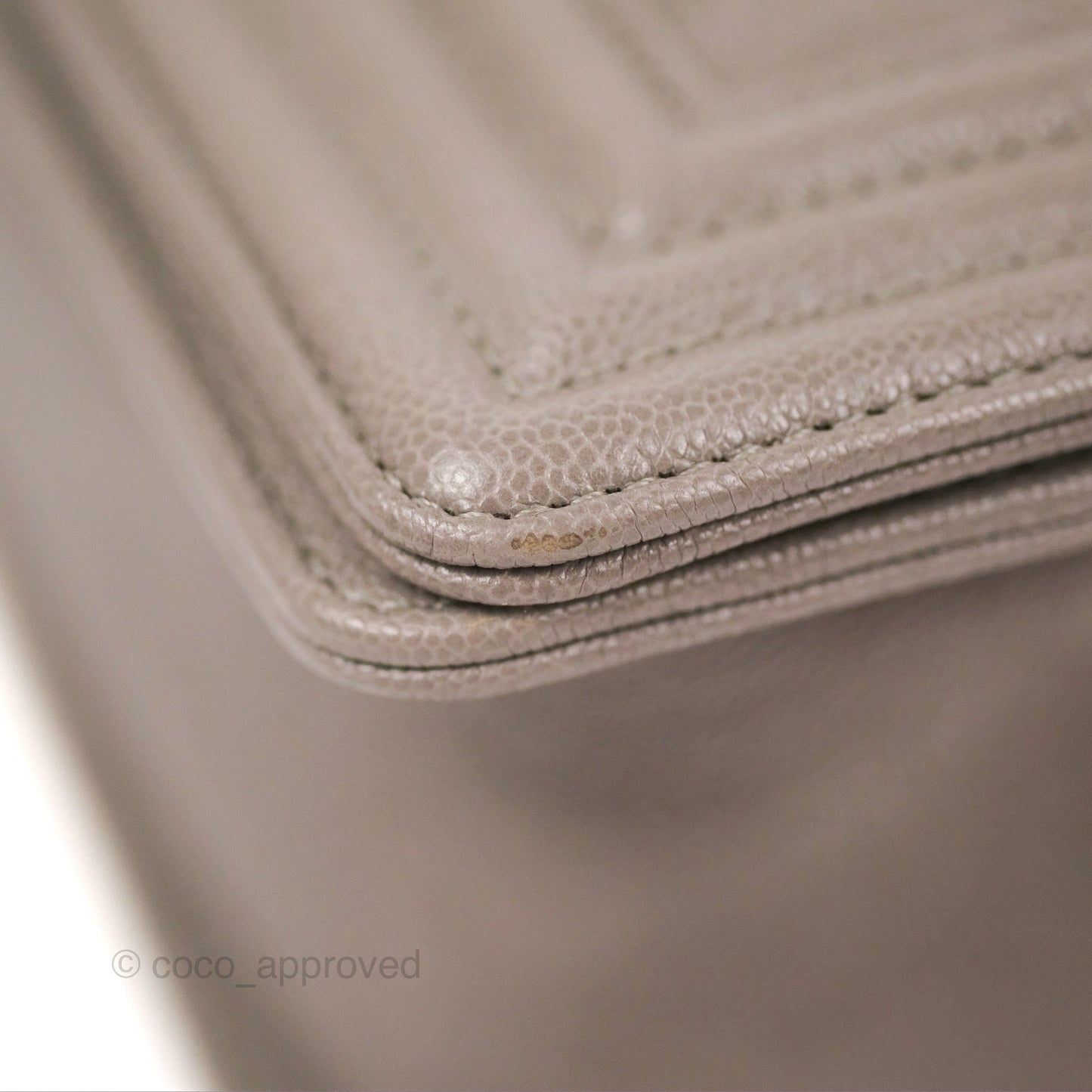 Chanel Small Quilted Boy Dark Grey Caviar Aged Gold Hardware