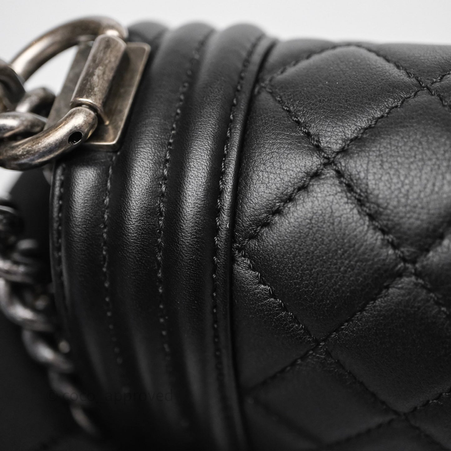 Chanel Quilted Medium Boy Black Calfskin Ruthenium Hardware