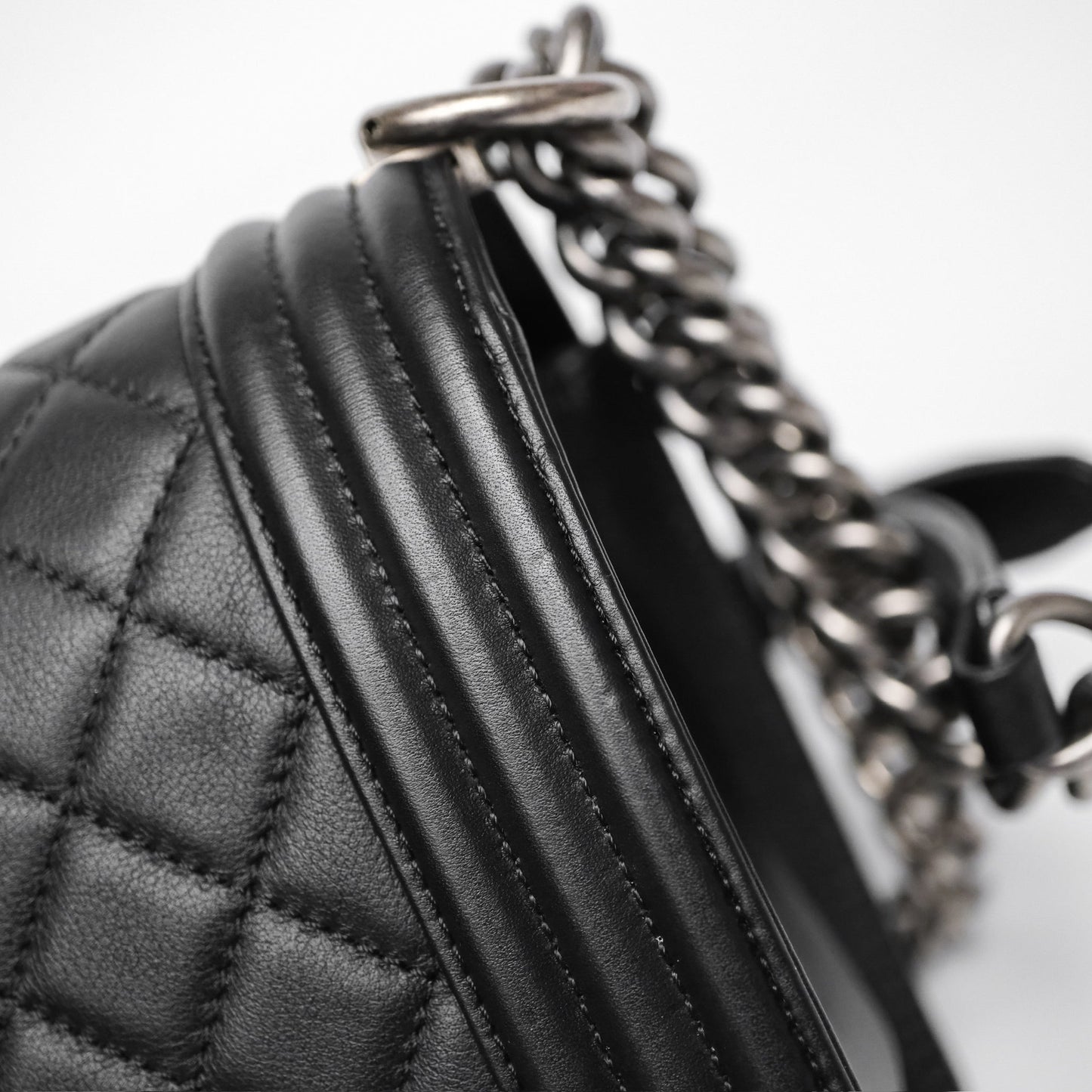 Chanel Quilted Medium Boy Black Calfskin Ruthenium Hardware
