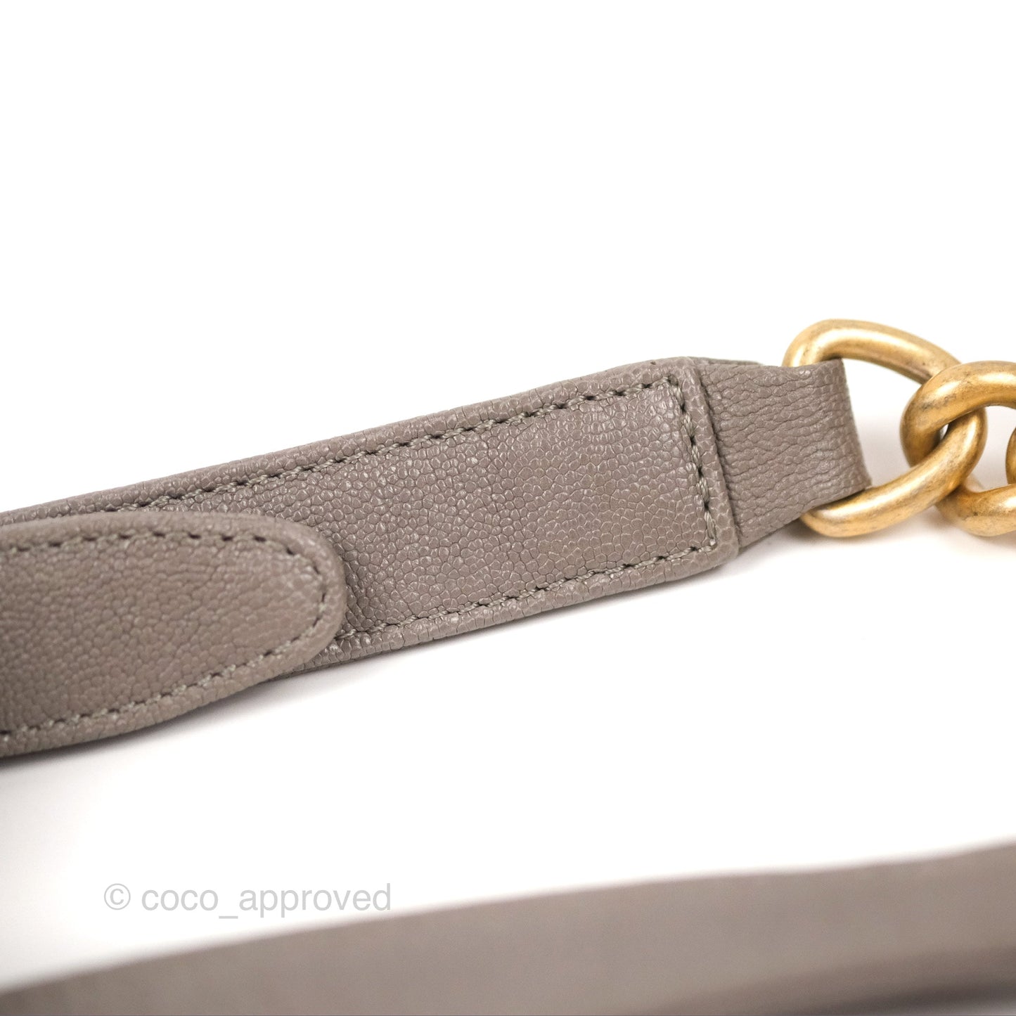 Chanel Small Quilted Boy Dark Grey Caviar Aged Gold Hardware