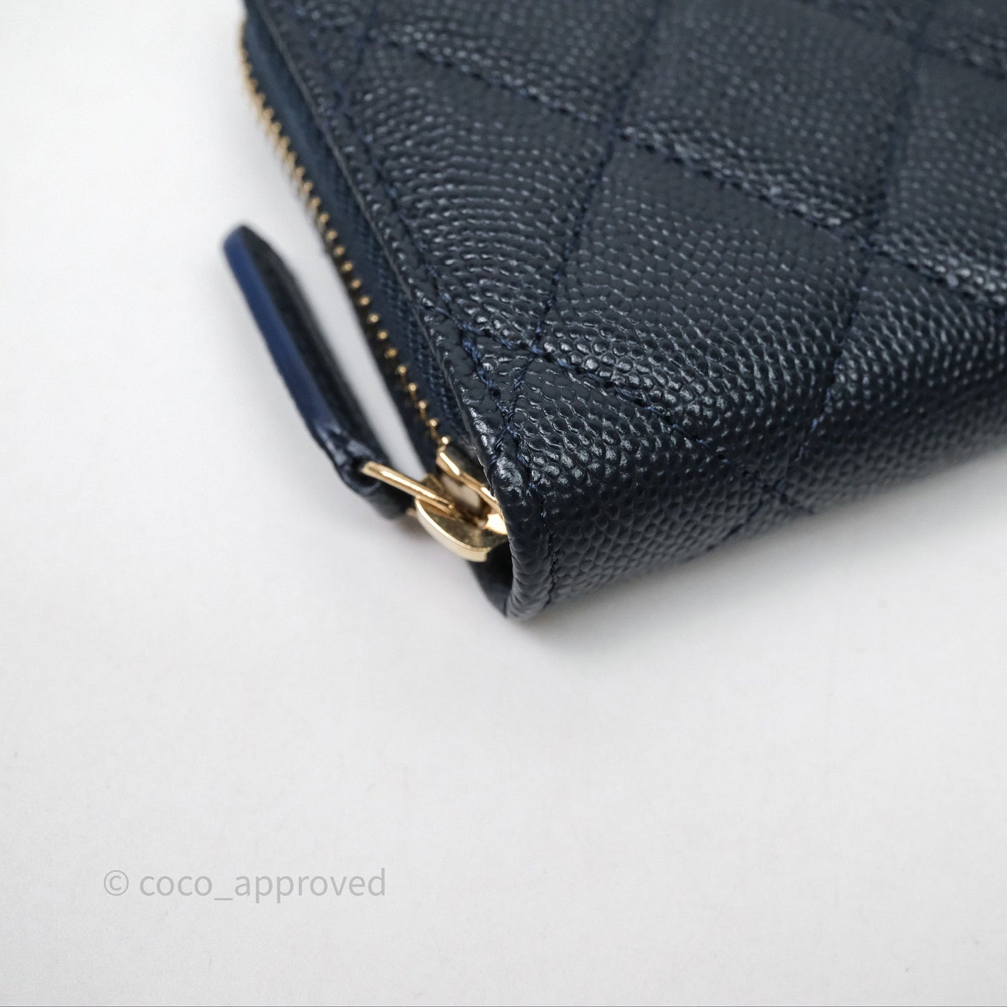 Chanel Quilted Zip Card Holder Navy Caviar Gold Hardware