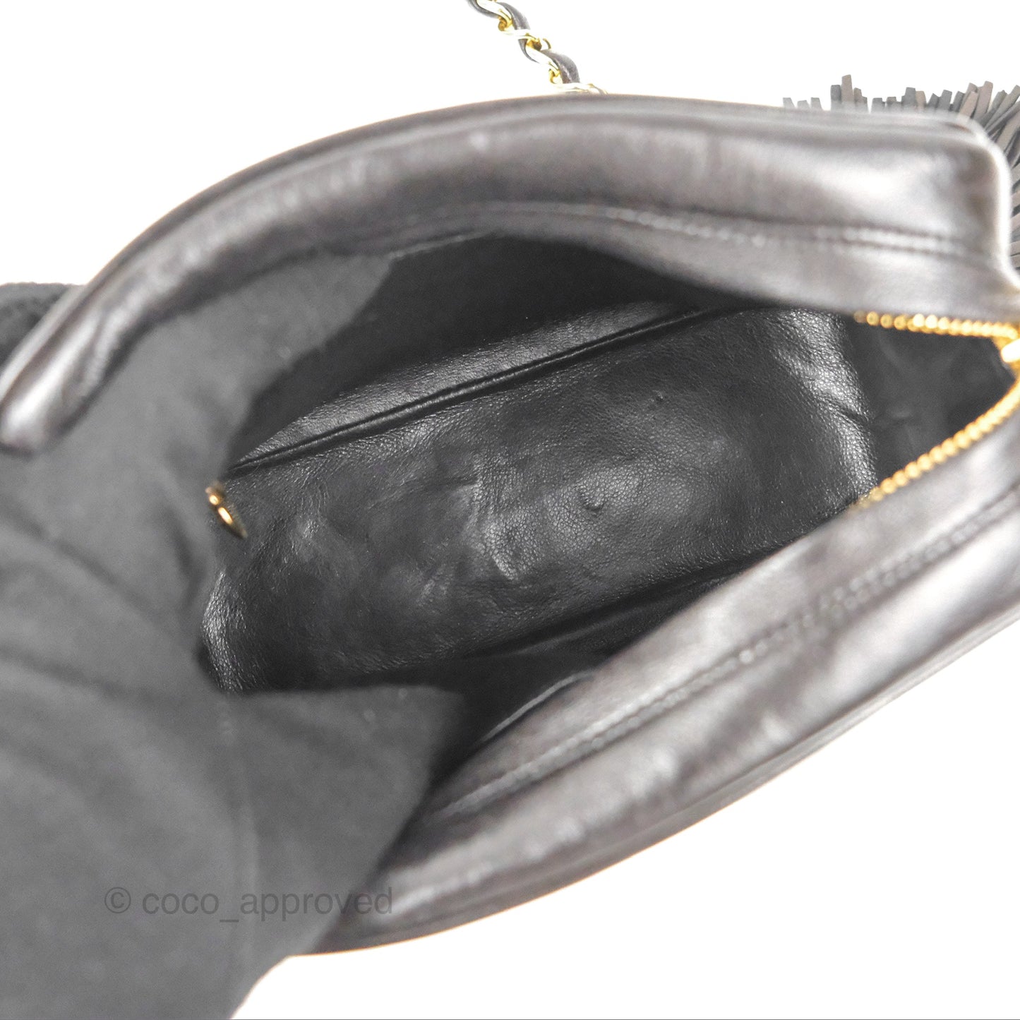 Chanel Vintage Tassel Charm Camera Bag Black Lambskin Gold Hardware