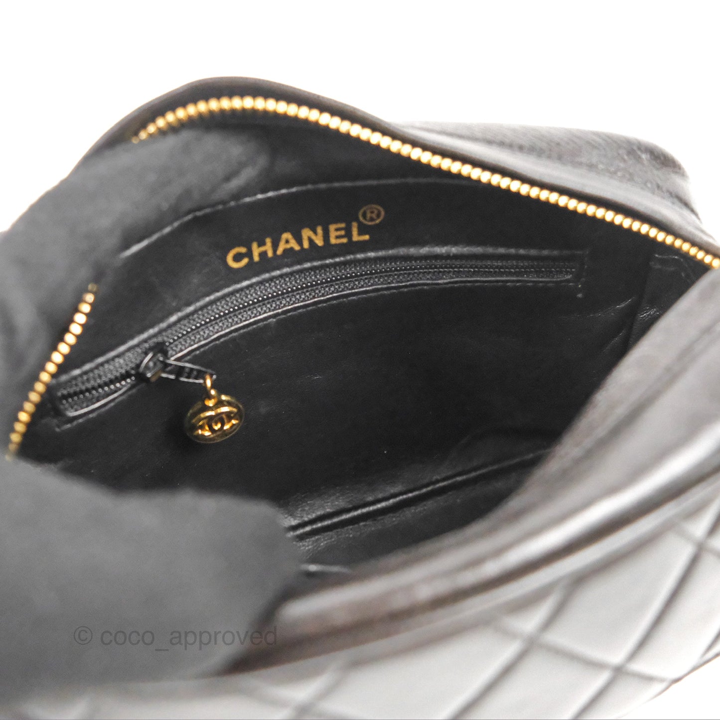 Chanel Vintage Tassel Charm Camera Bag Black Lambskin Gold Hardware