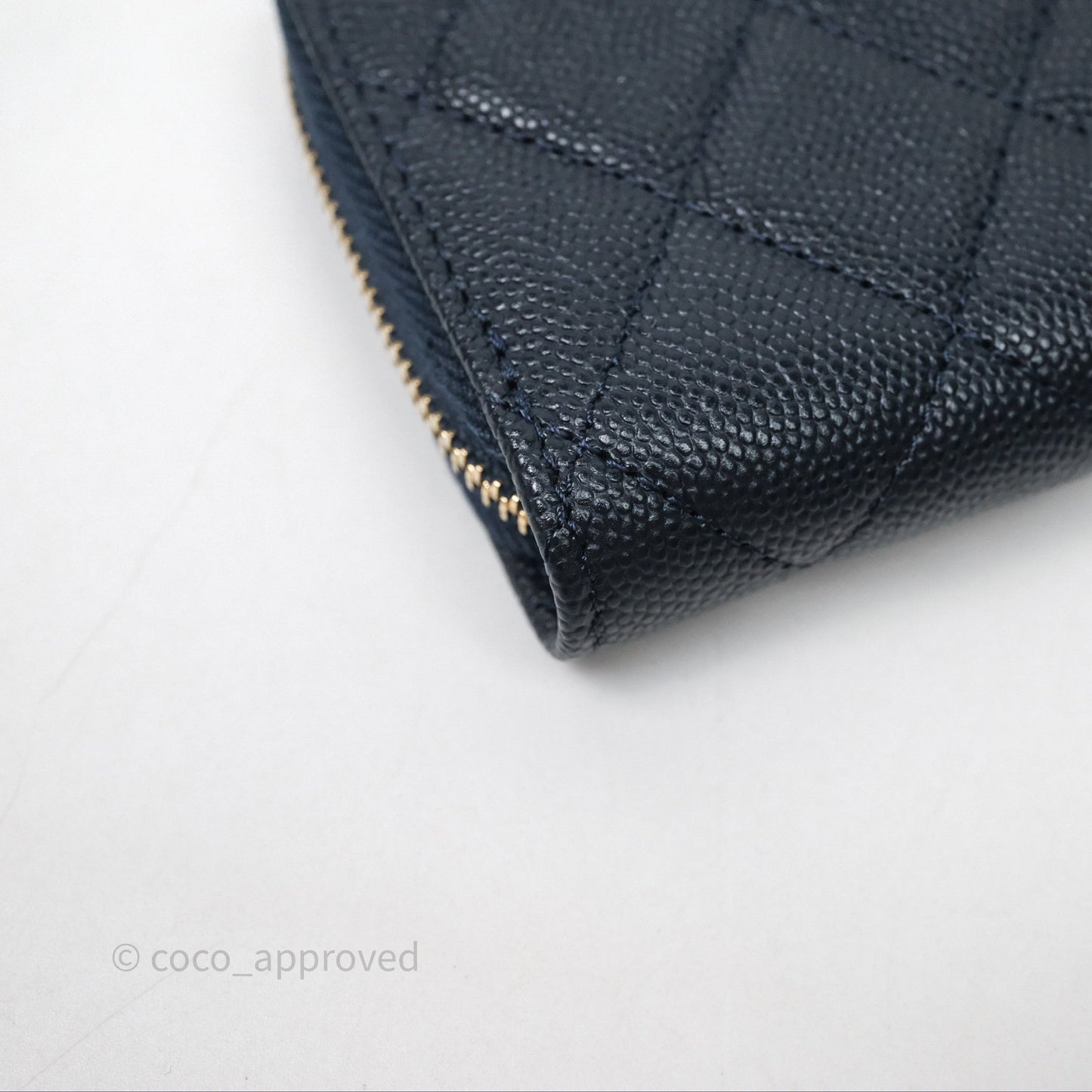 Chanel Quilted Zip Card Holder Navy Caviar Gold Hardware