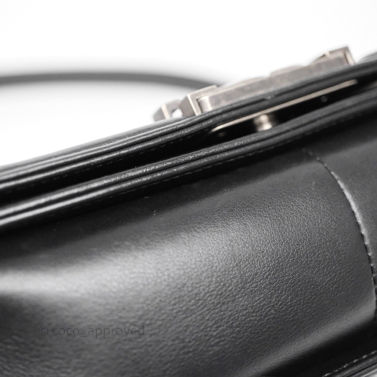 Chanel Quilted Medium Boy Black Calfskin Ruthenium Hardware