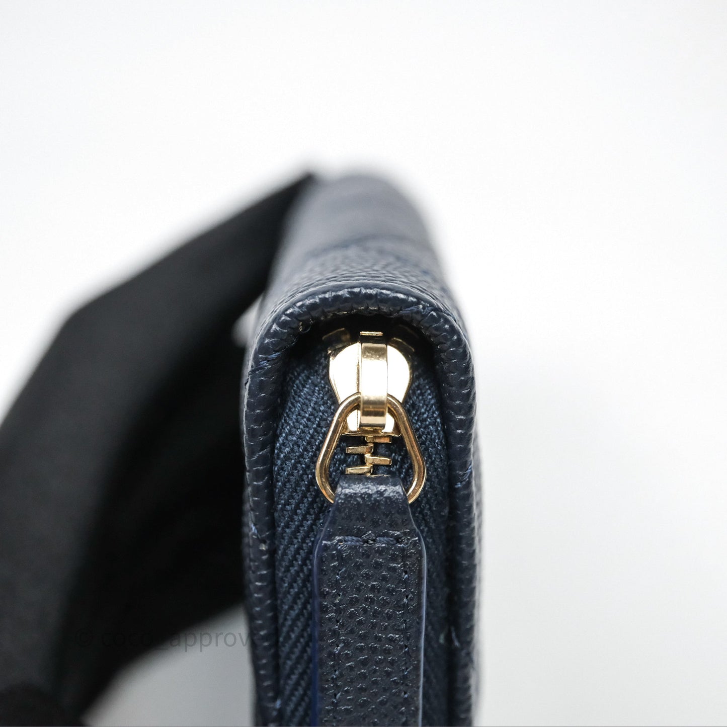 Chanel Quilted Zip Card Holder Navy Caviar Gold Hardware