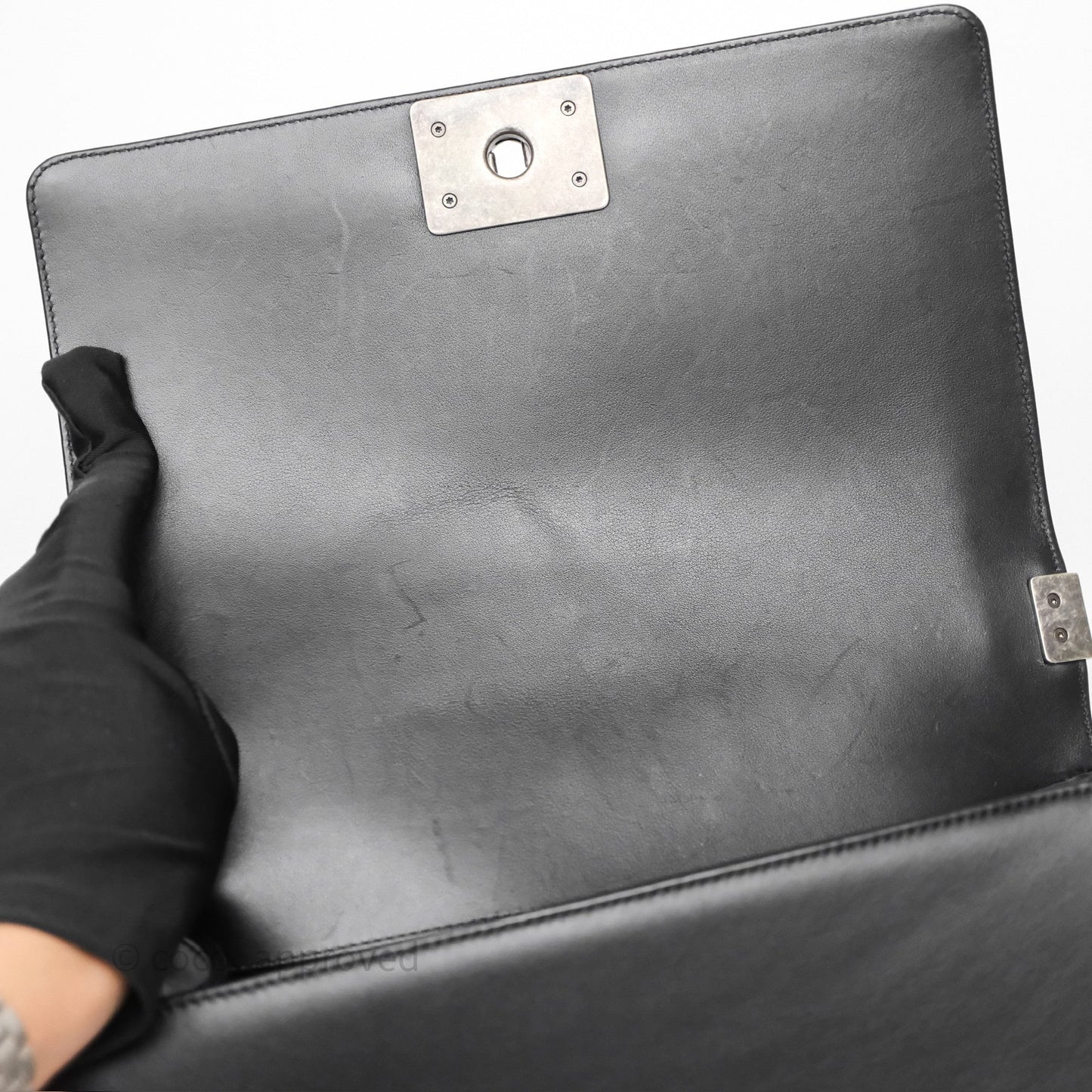 Chanel Quilted Medium Boy Black Calfskin Ruthenium Hardware
