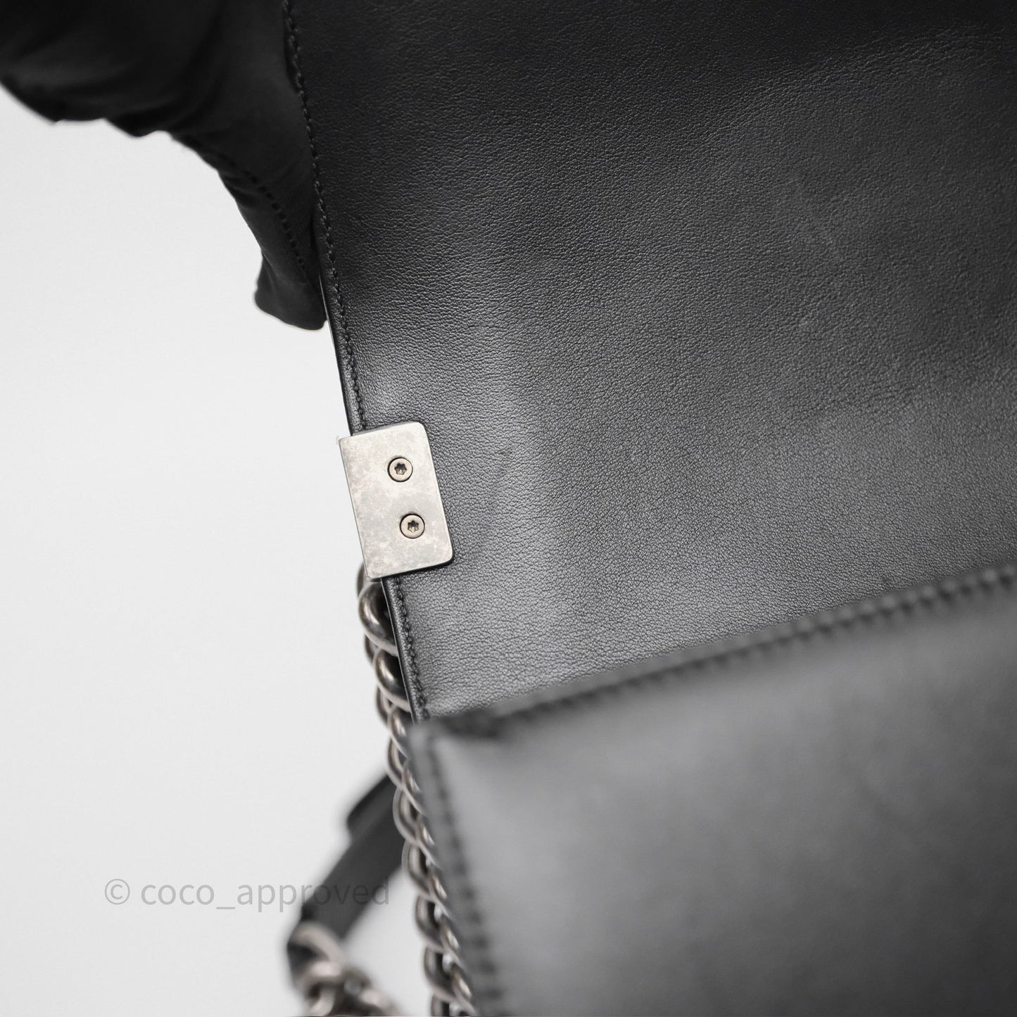 Chanel Quilted Medium Boy Black Calfskin Ruthenium Hardware
