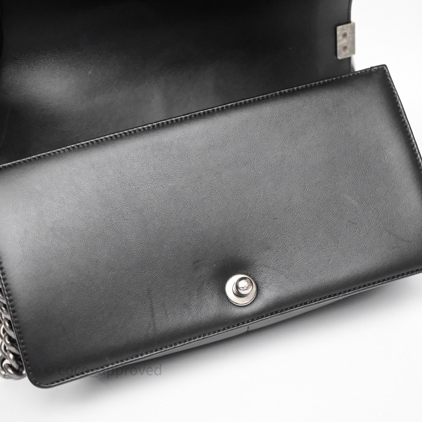 Chanel Quilted Medium Boy Black Calfskin Ruthenium Hardware