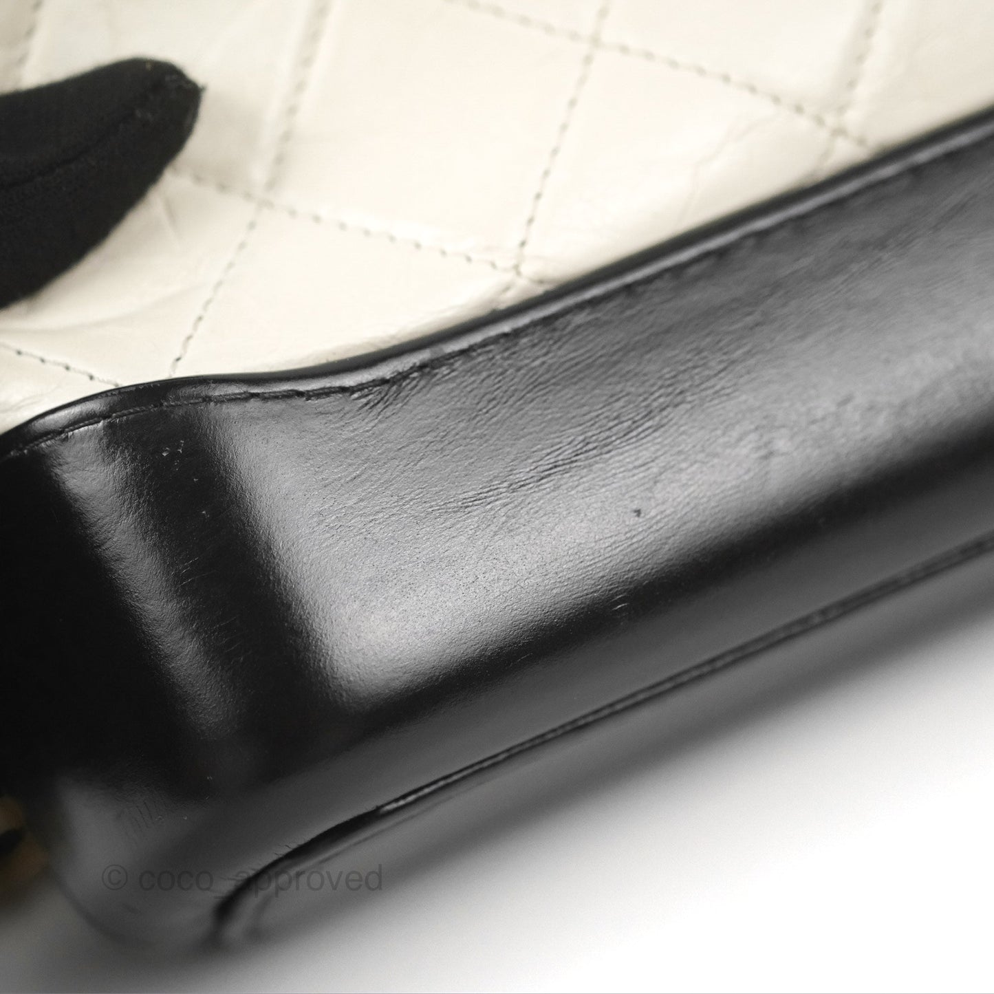 Chanel Quilted Small Gabrielle Hobo Black White Aged Calfskin Mixed Hardware