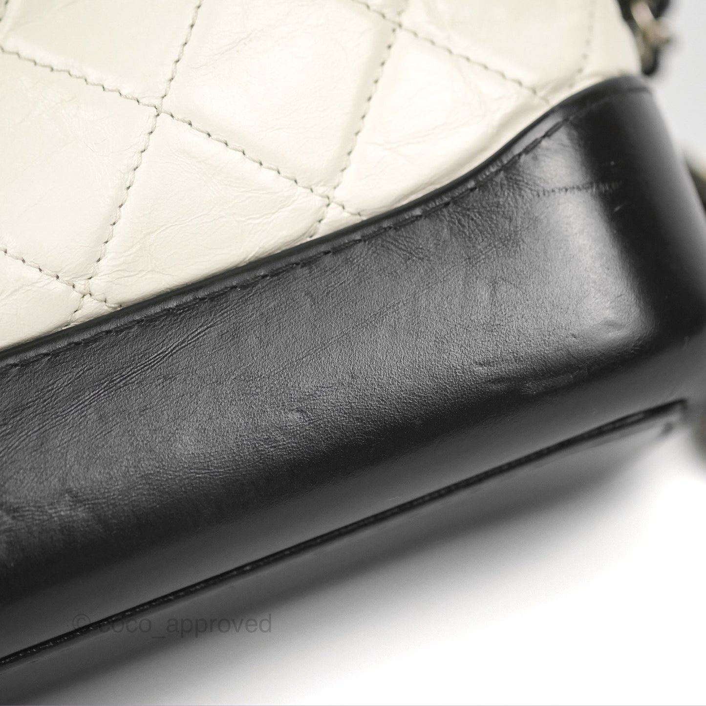 Chanel Quilted Small Gabrielle Hobo Black White Aged Calfskin Mixed Hardware