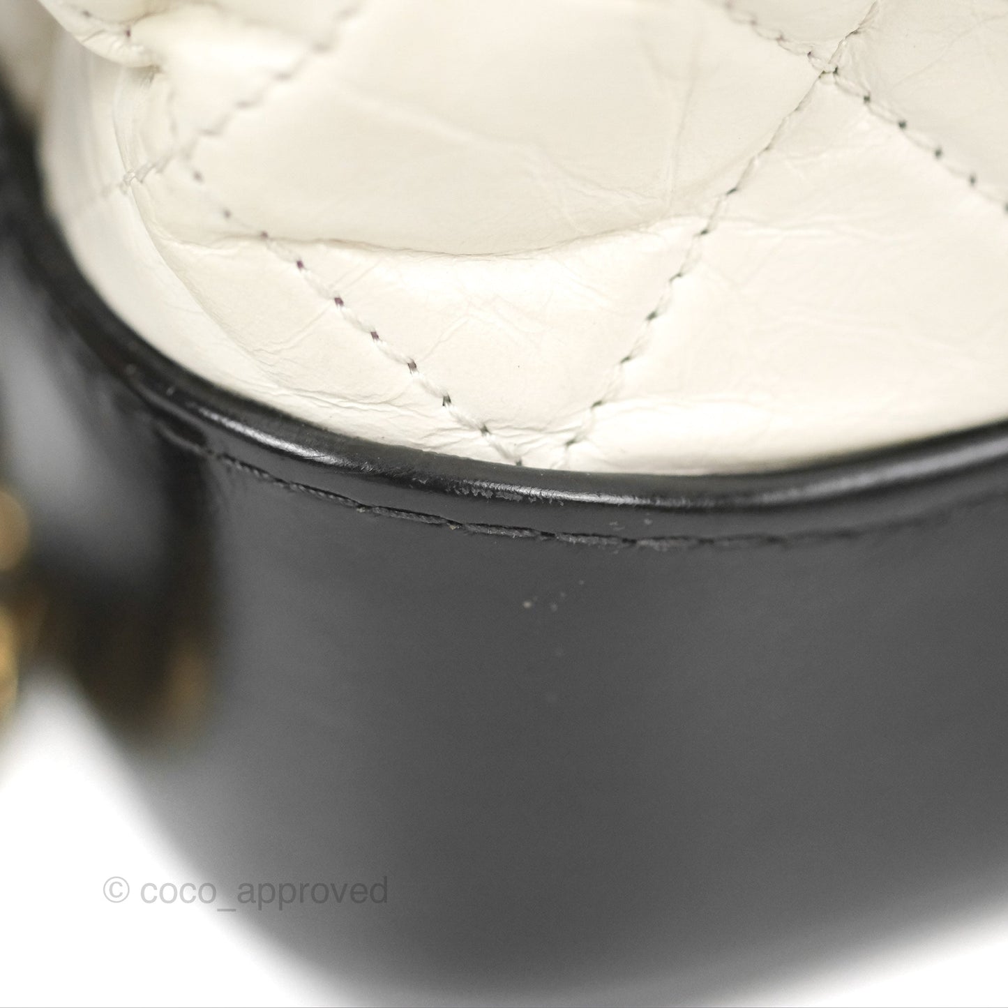 Chanel Quilted Small Gabrielle Hobo Black White Aged Calfskin Mixed Hardware