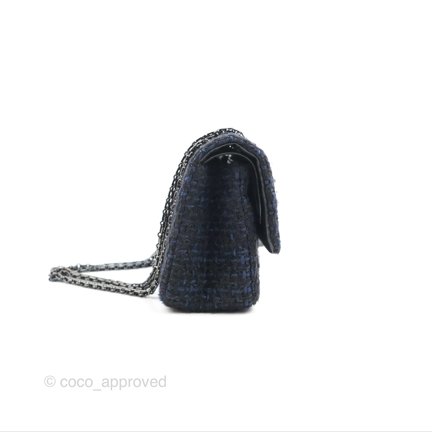 Chanel Reissue 225 Quilted Black/Navy Tweed So Black Hardware