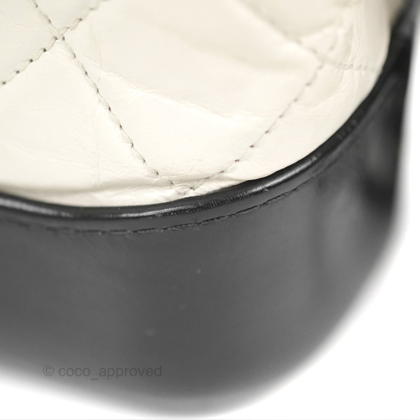 Chanel Quilted Small Gabrielle Hobo Black White Aged Calfskin Mixed Hardware
