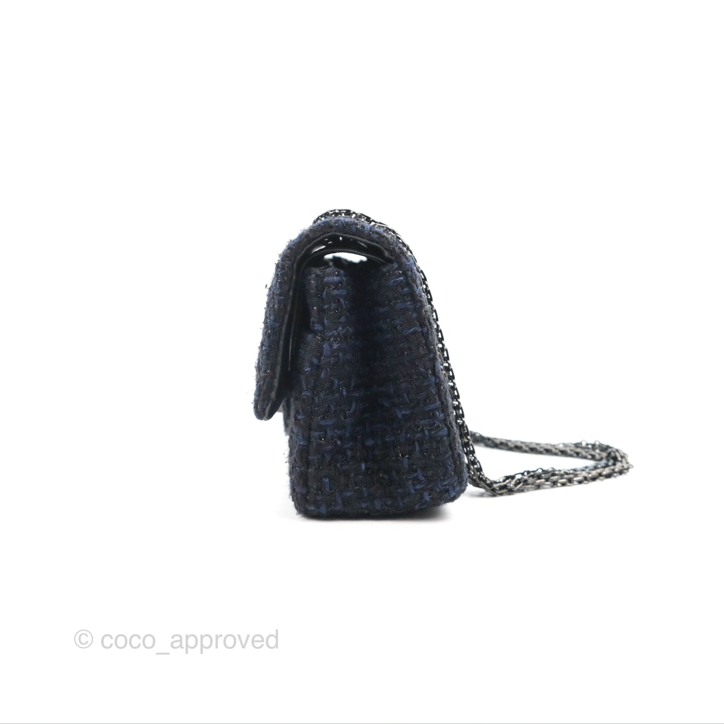 Chanel Reissue 225 Quilted Black/Navy Tweed So Black Hardware