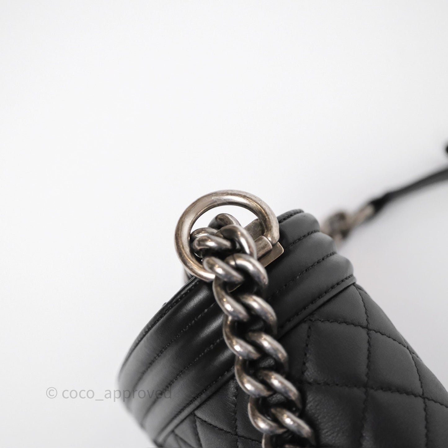 Chanel Quilted Medium Boy Black Calfskin Ruthenium Hardware
