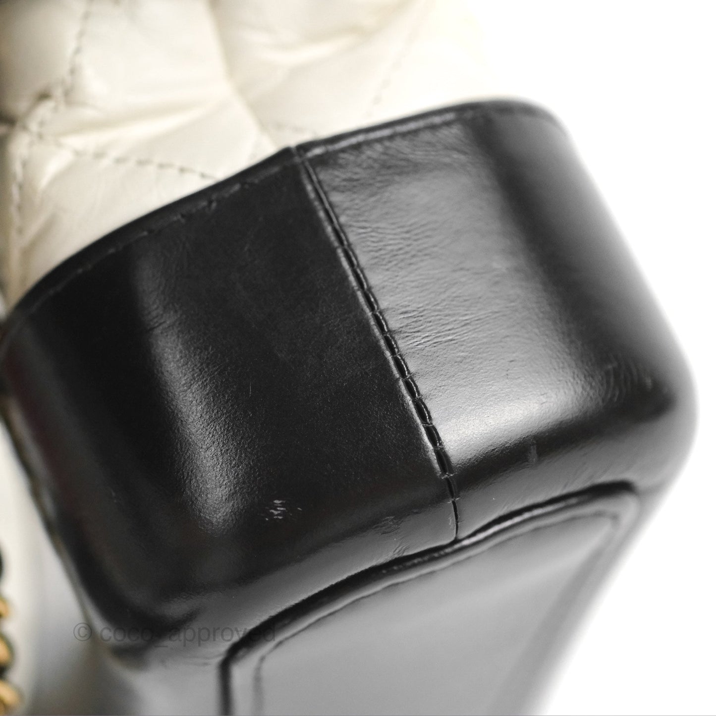 Chanel Quilted Small Gabrielle Hobo Black White Aged Calfskin Mixed Hardware