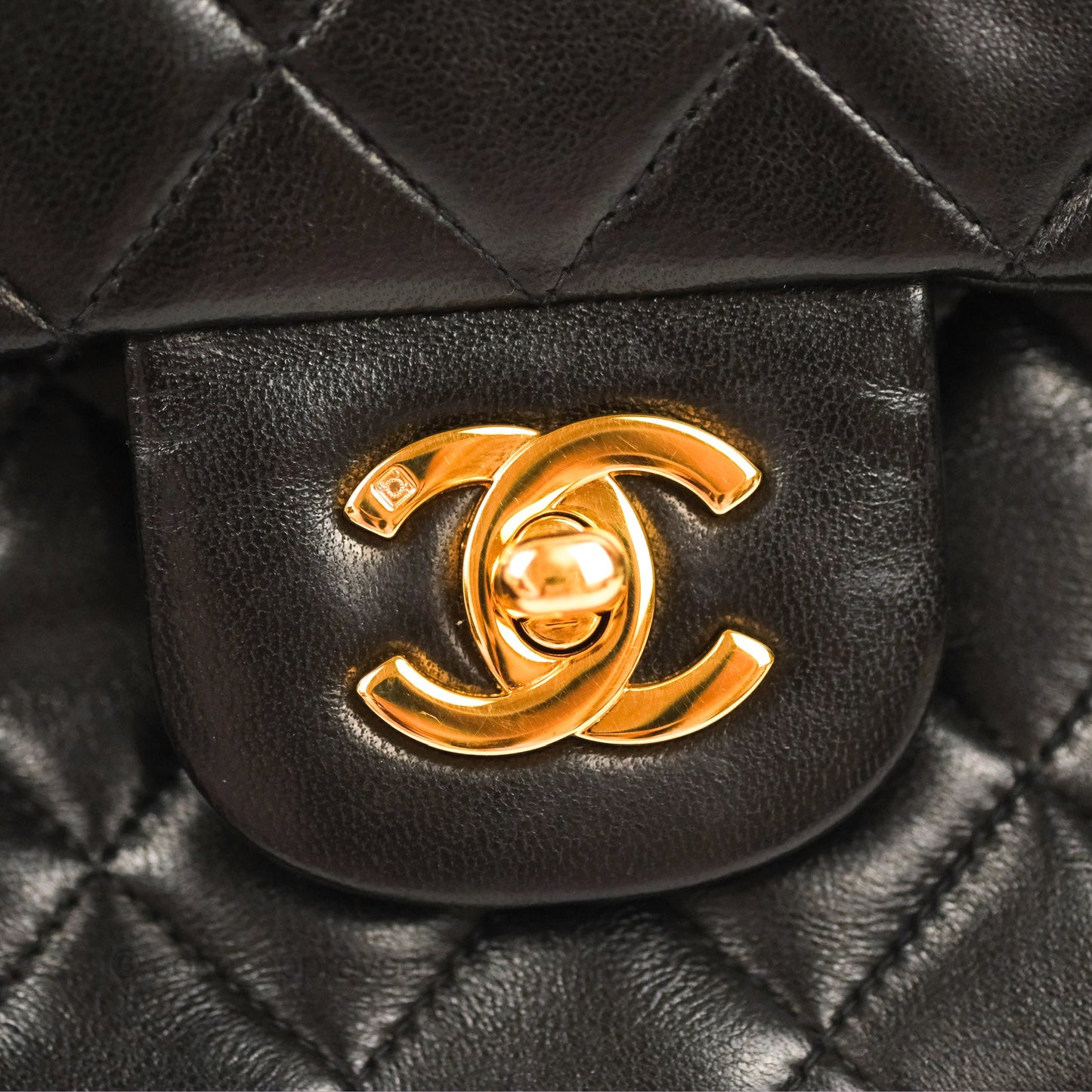 Chanel Classic Vintage Medium Flap Black Lambskin 24K Gold Hardware