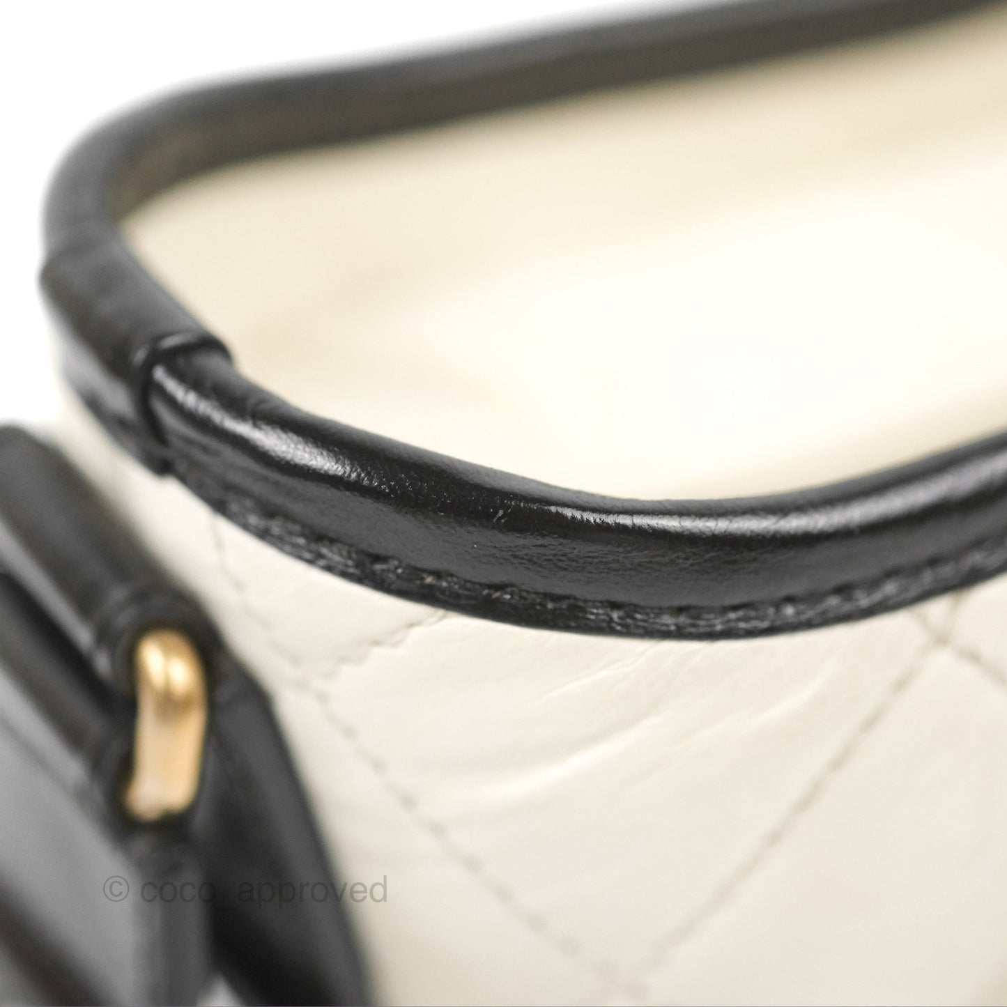 Chanel Quilted Small Gabrielle Hobo Black White Aged Calfskin Mixed Hardware