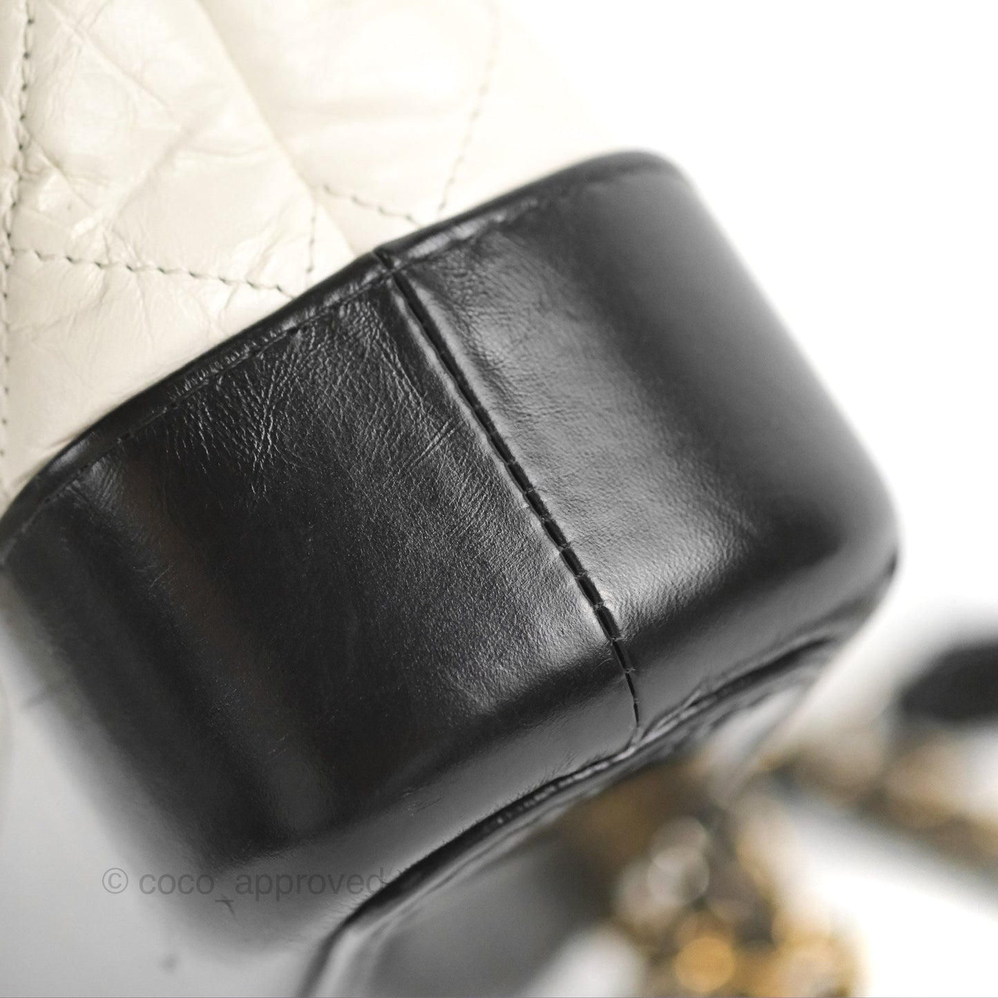 Chanel Quilted Small Gabrielle Hobo Black White Aged Calfskin Mixed Hardware