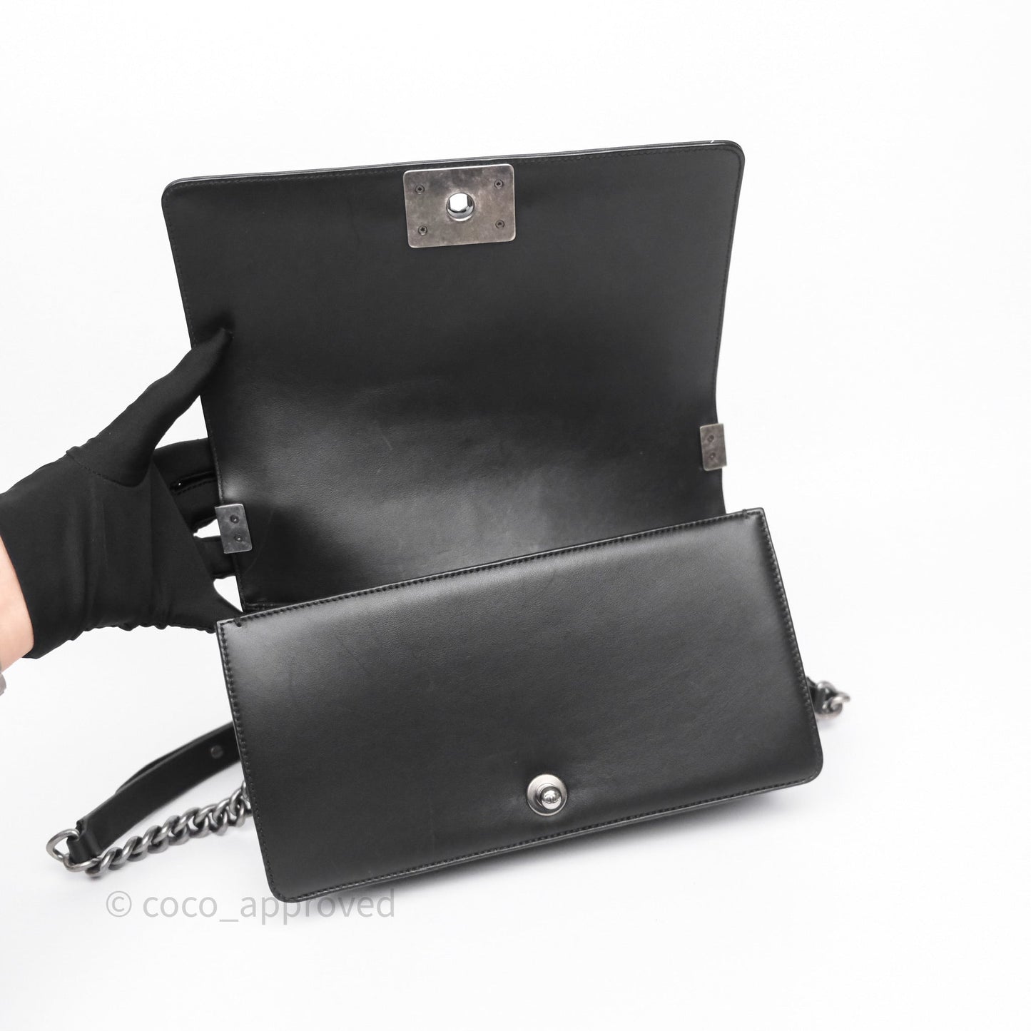 Chanel Quilted Medium Boy Black Calfskin Ruthenium Hardware