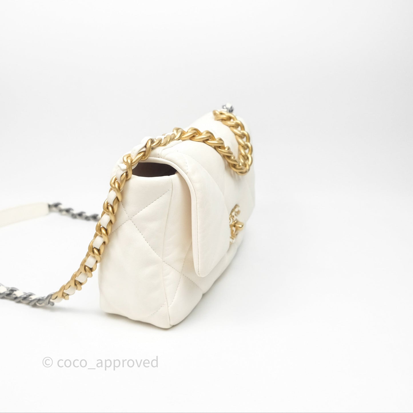 Chanel 19 Small White Mixed Hardware