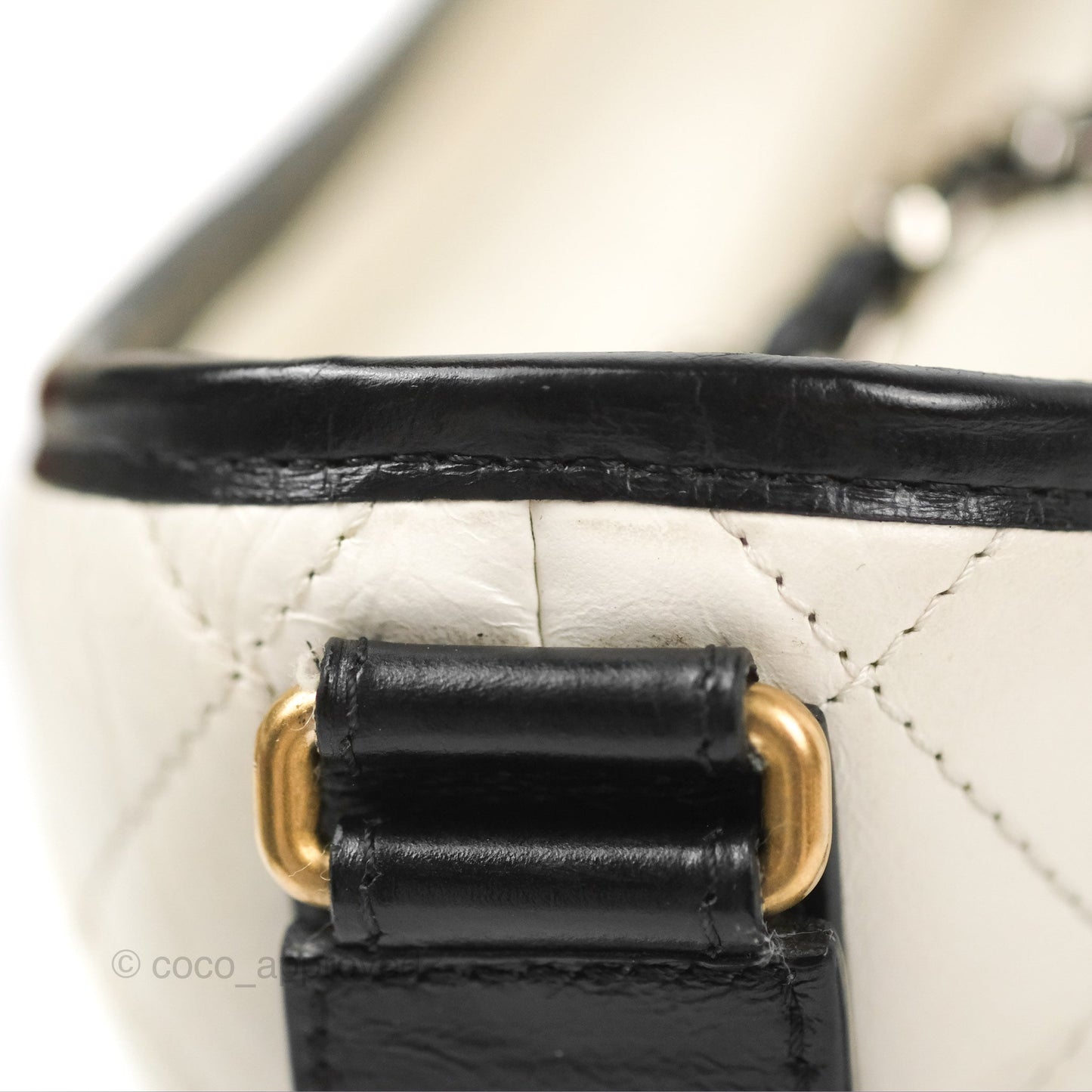 Chanel Quilted Small Gabrielle Hobo Black White Aged Calfskin Mixed Hardware