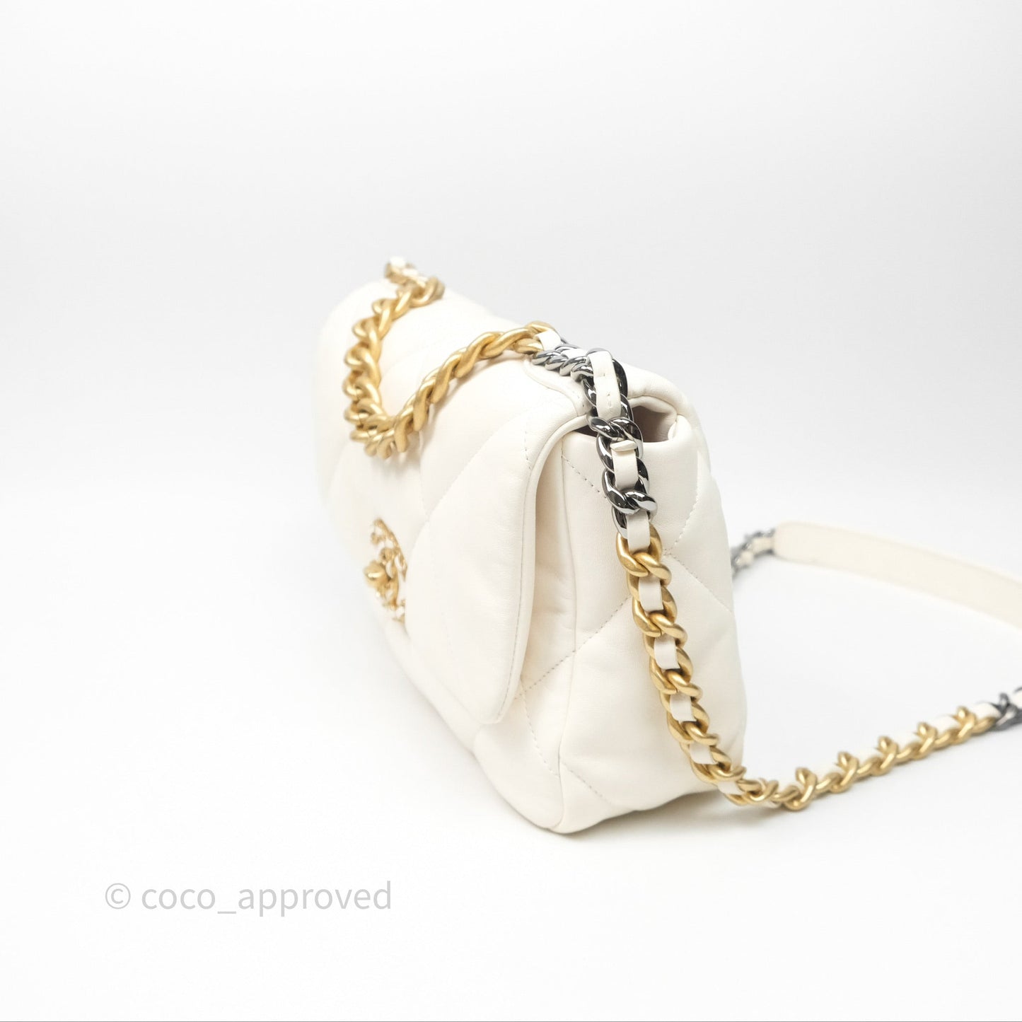 Chanel 19 Small White Mixed Hardware