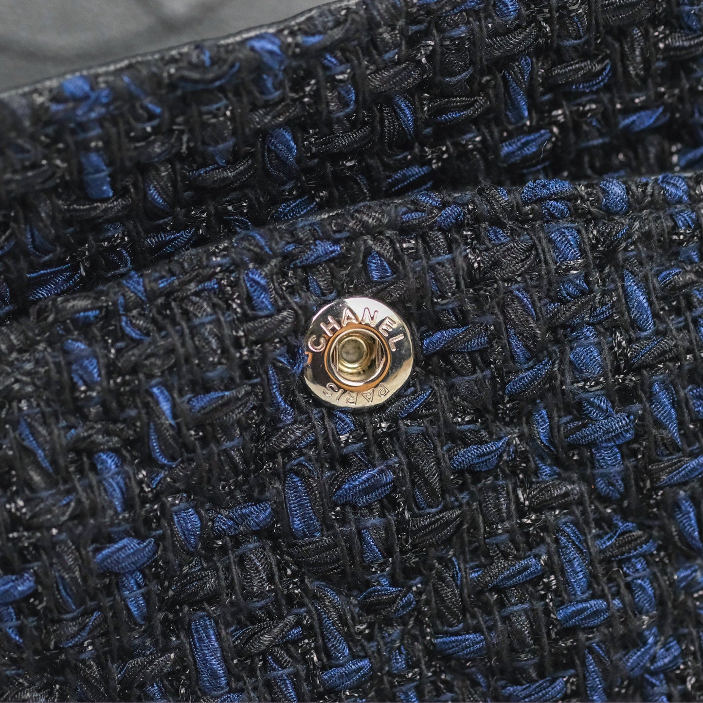 Chanel Reissue 225 Quilted Black/Navy Tweed So Black Hardware