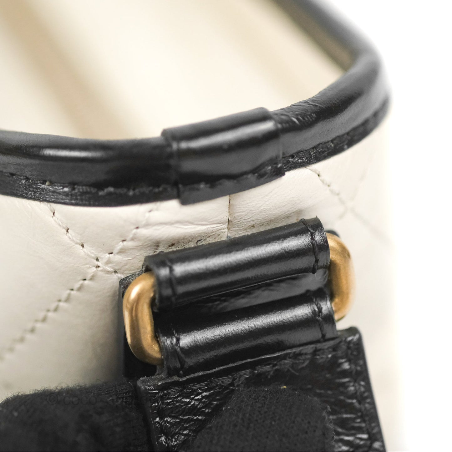 Chanel Quilted Small Gabrielle Hobo Black White Aged Calfskin Mixed Hardware